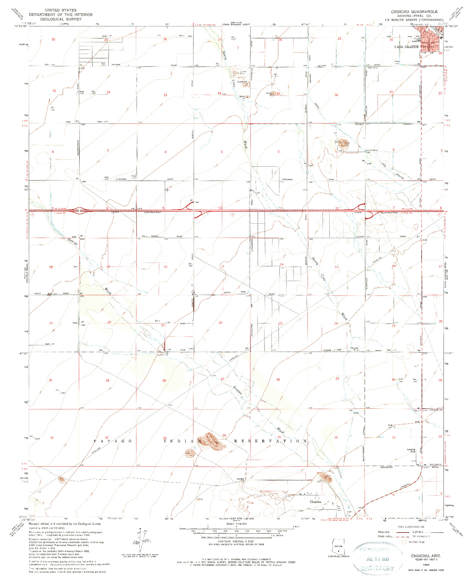 USGS 1:24000-SCALE QUADRANGLE FOR CHUICHU, AZ 1965