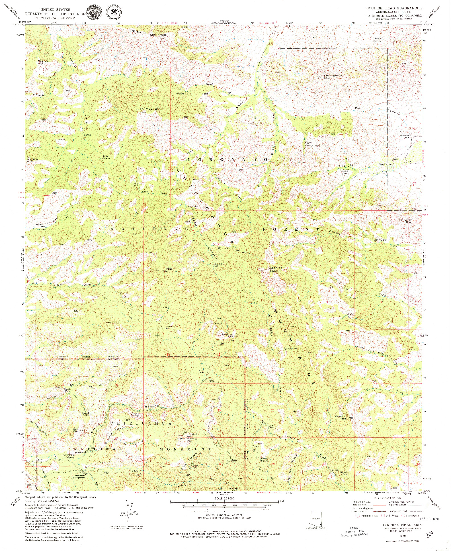 USGS 1:24000-SCALE QUADRANGLE FOR COCHISE HEAD, AZ 1979