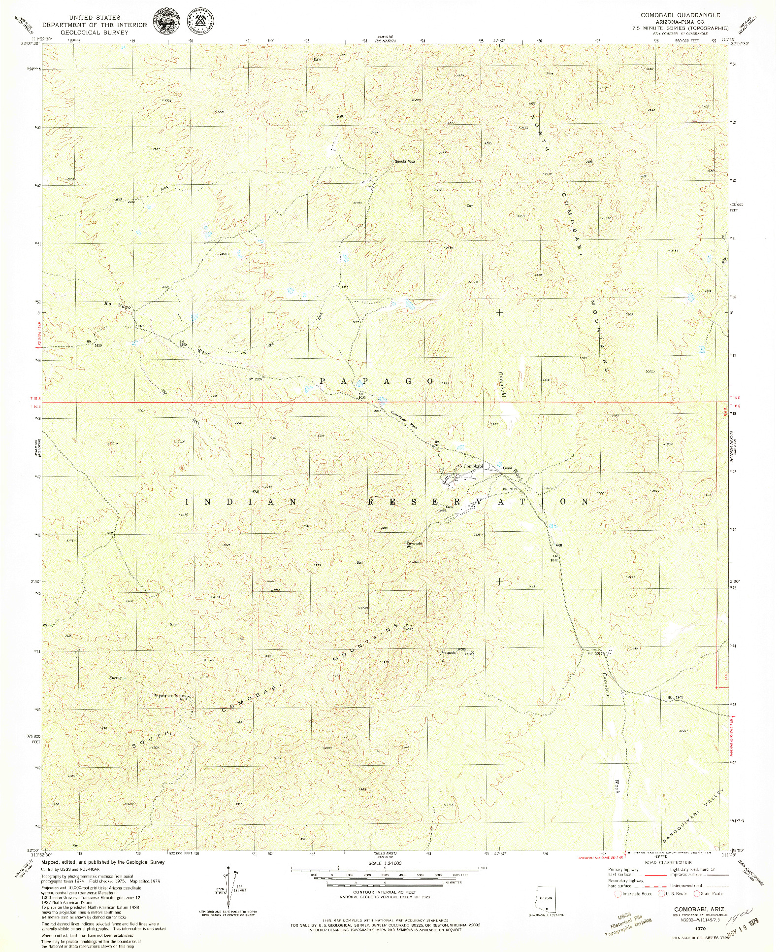 USGS 1:24000-SCALE QUADRANGLE FOR COMOBABI, AZ 1979