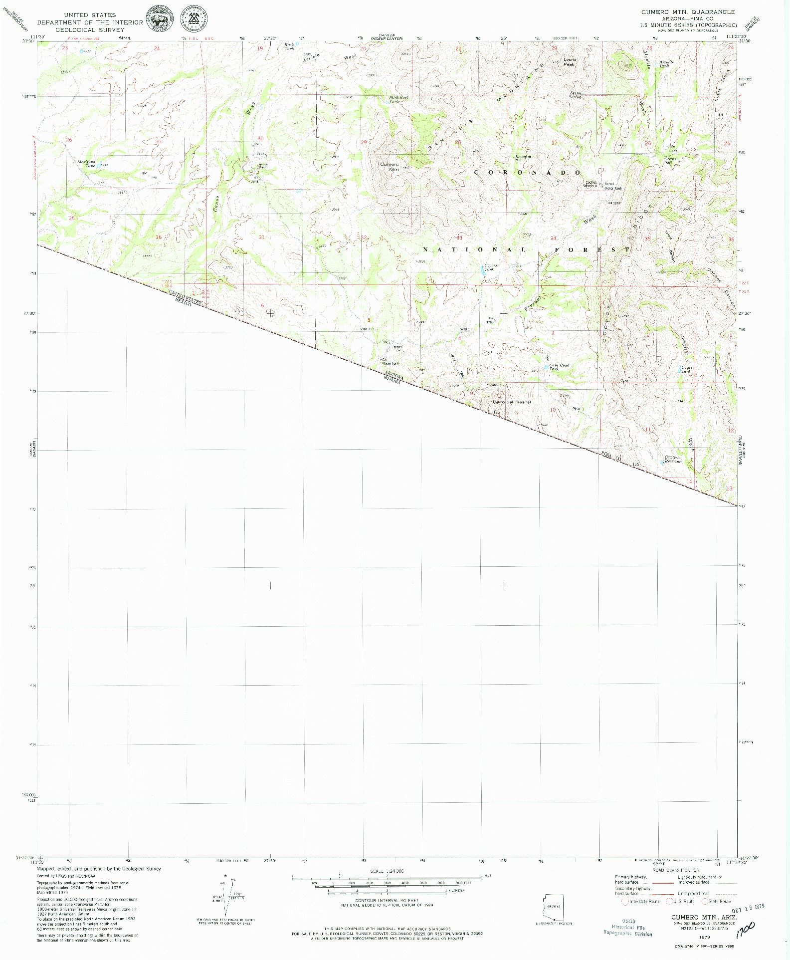 USGS 1:24000-SCALE QUADRANGLE FOR CUMERO MTN, AZ 1979