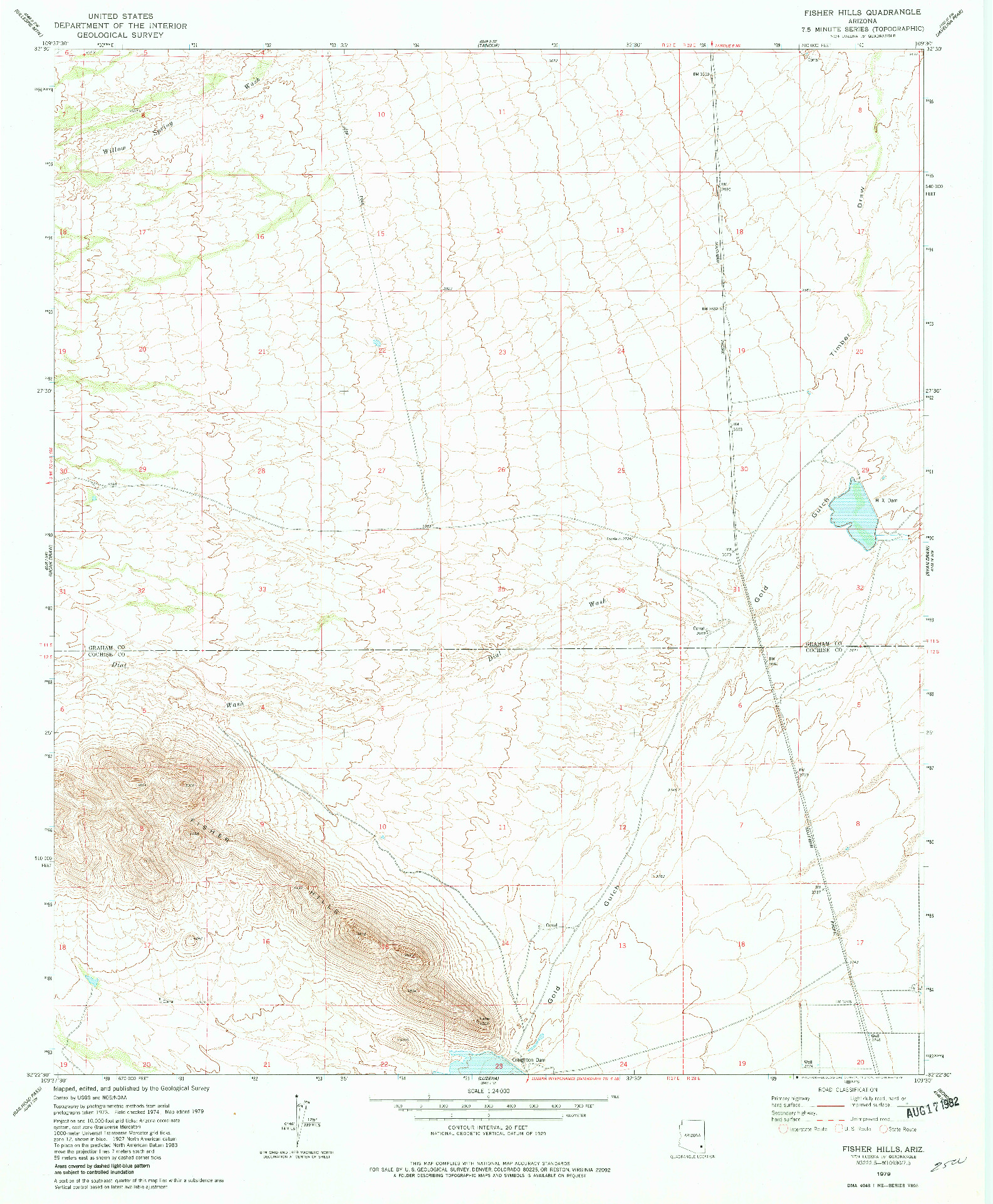 USGS 1:24000-SCALE QUADRANGLE FOR FISHER HILLS, AZ 1979