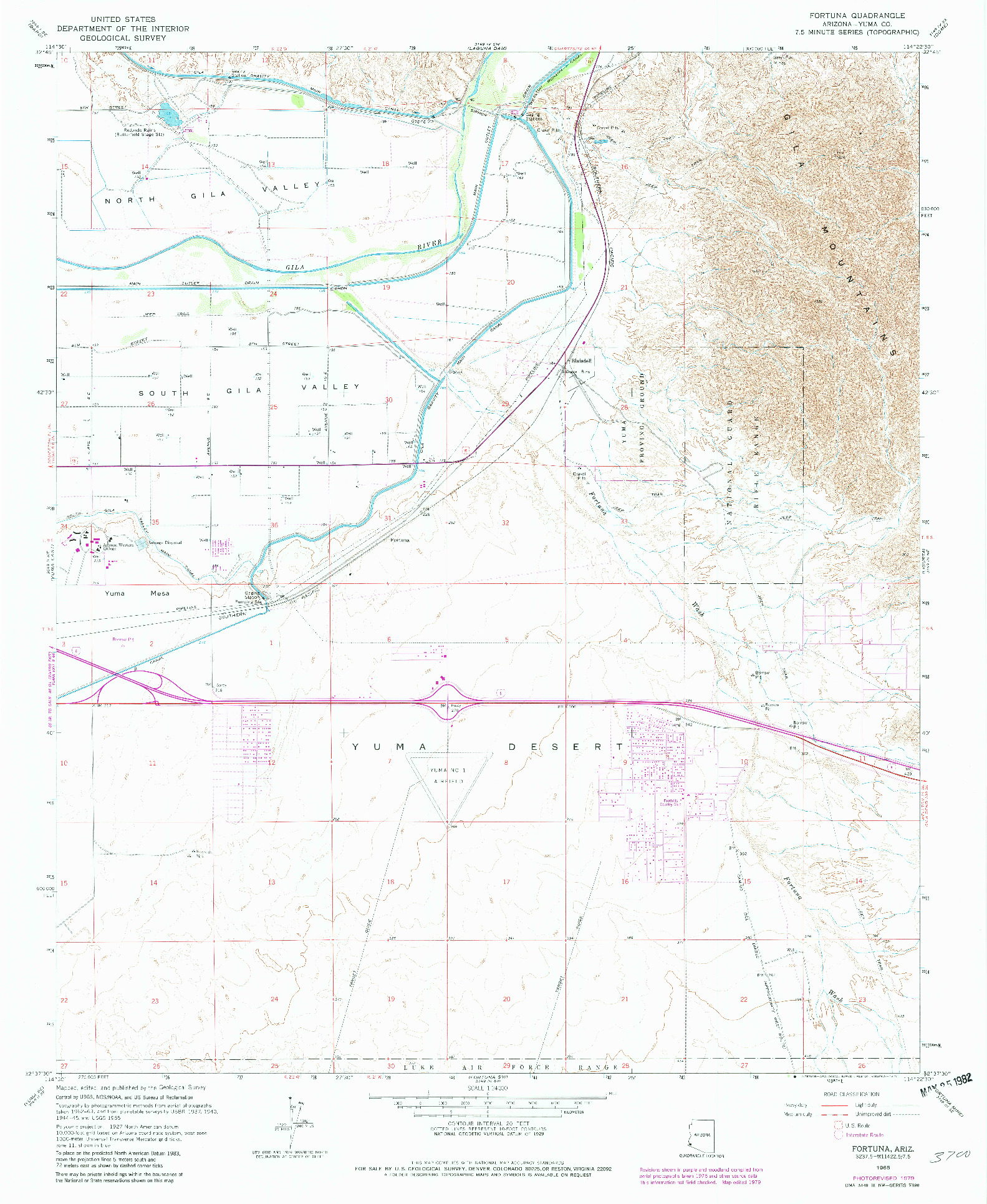 USGS 1:24000-SCALE QUADRANGLE FOR FORTUNA, AZ 1965