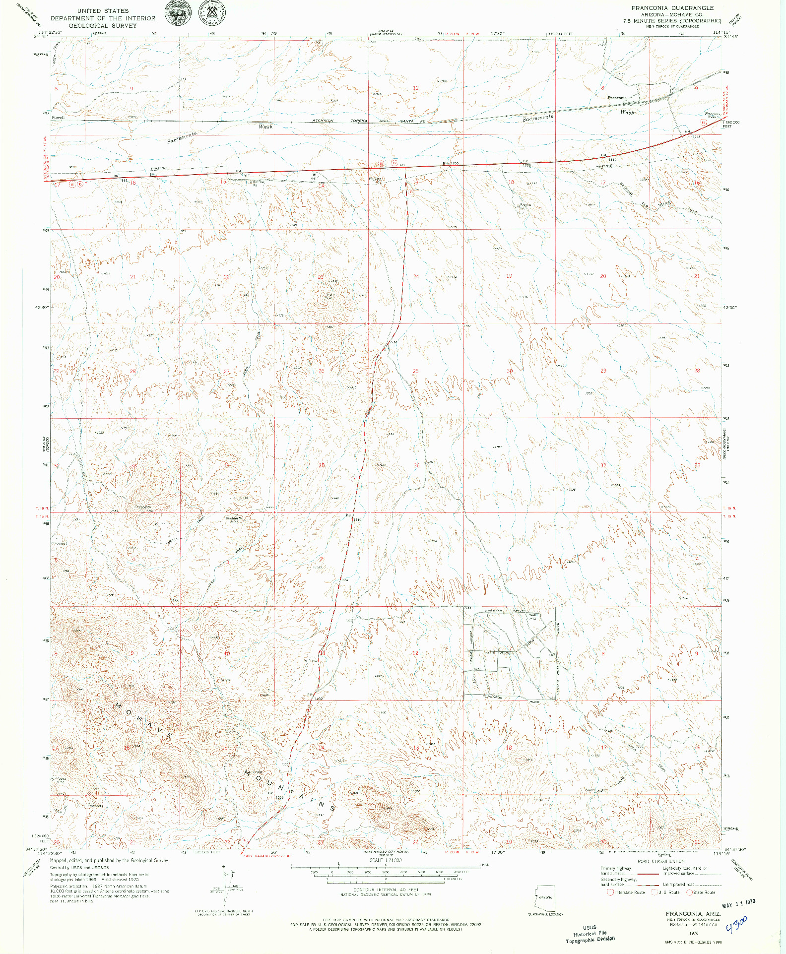 USGS 1:24000-SCALE QUADRANGLE FOR FRANCONIA, AZ 1970