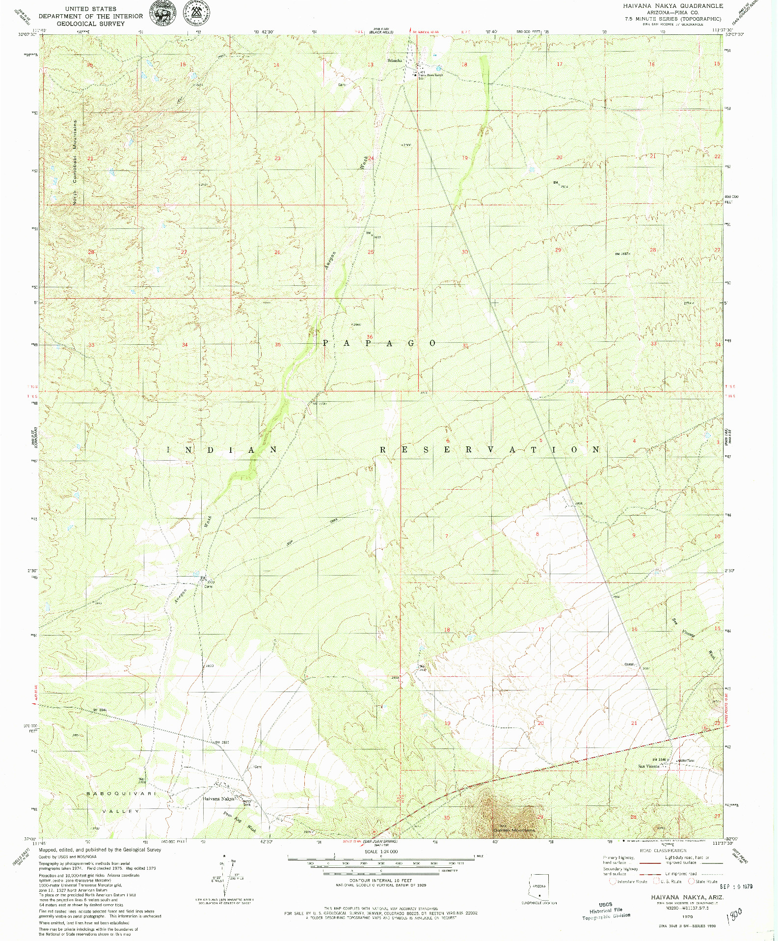 USGS 1:24000-SCALE QUADRANGLE FOR HAIVANA NAKYA, AZ 1979
