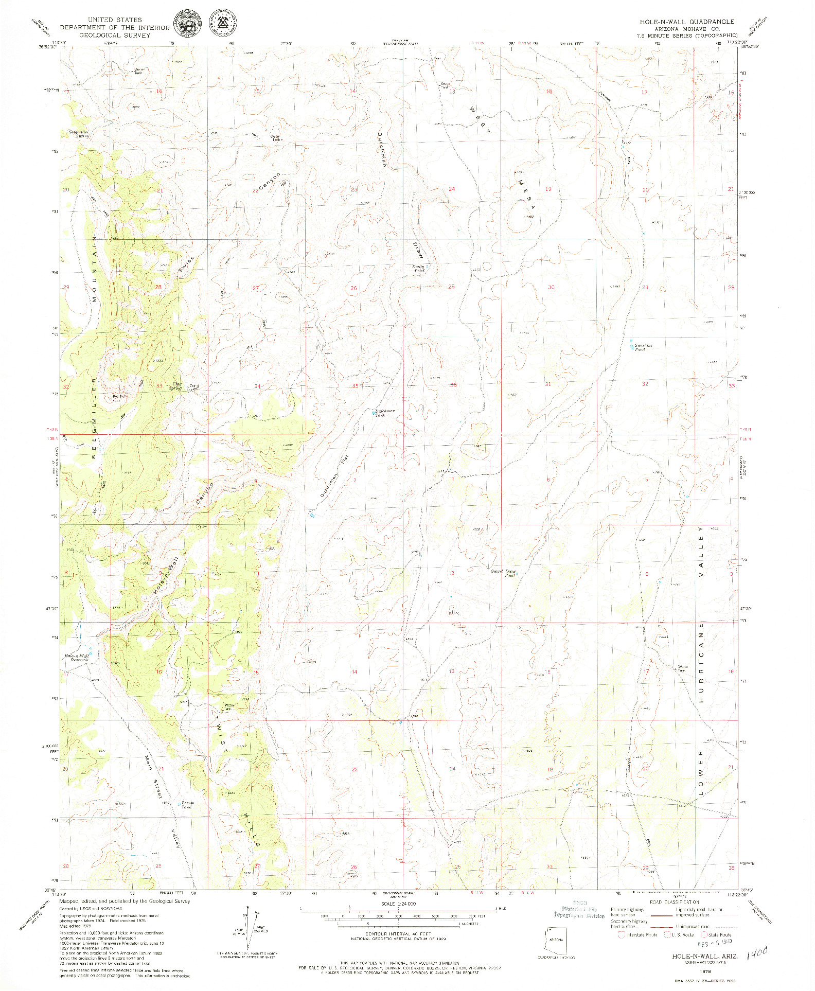 USGS 1:24000-SCALE QUADRANGLE FOR HOLE-N-WALL, AZ 1979