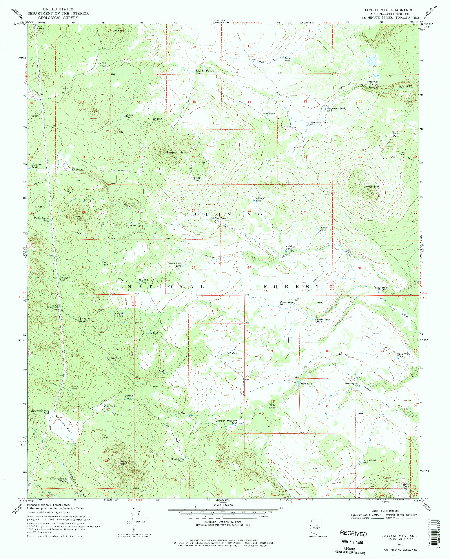 USGS 1:24000-SCALE QUADRANGLE FOR JAYCOX MTN., AZ 1970