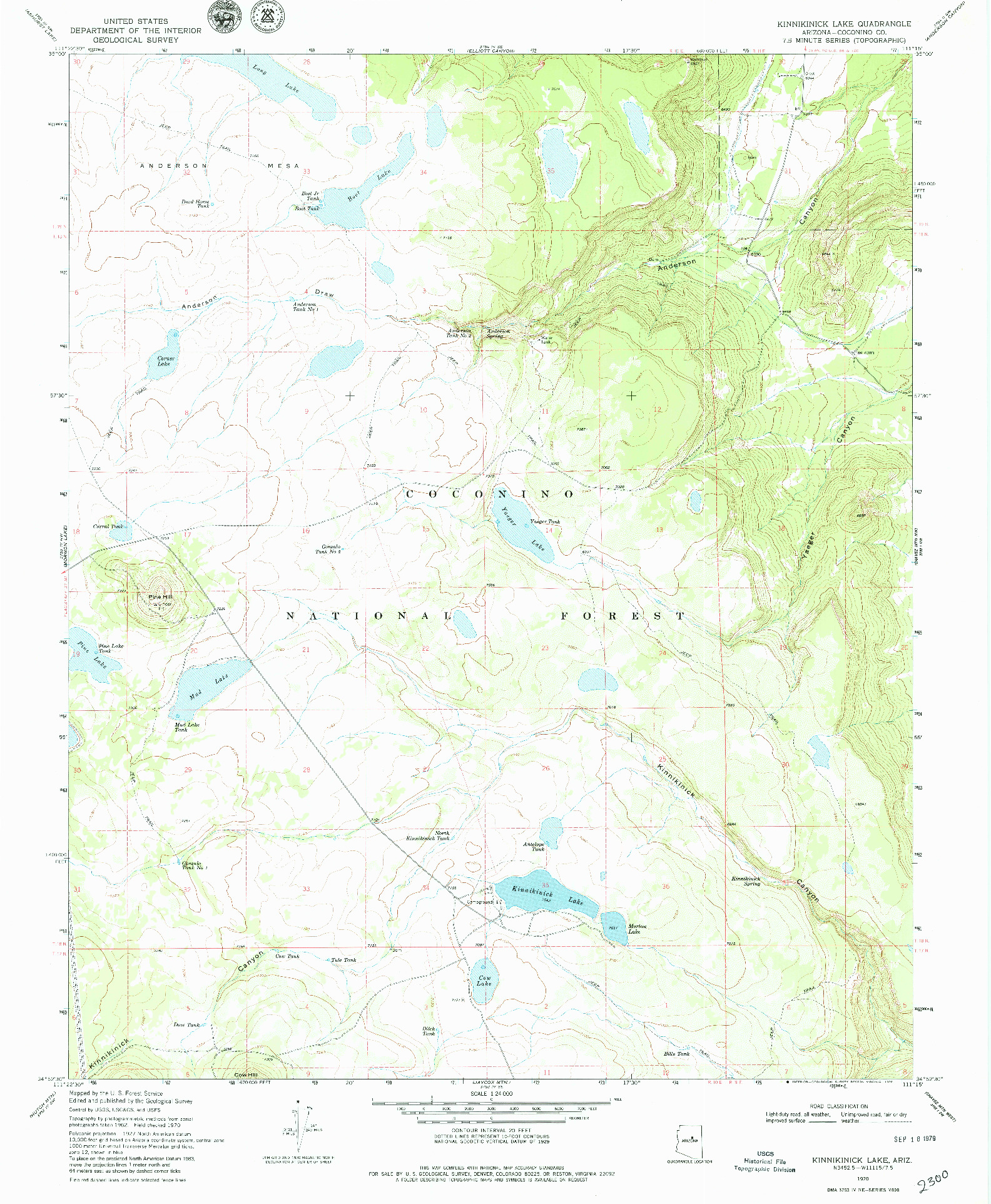 USGS 1:24000-SCALE QUADRANGLE FOR KINNIKINICK LAKE, AZ 1970