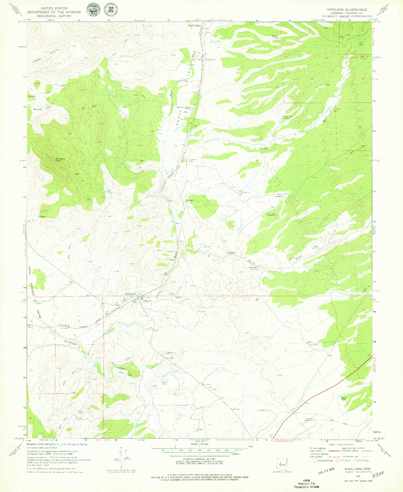 USGS 1:24000-SCALE QUADRANGLE FOR KIRKLAND, AZ 1969