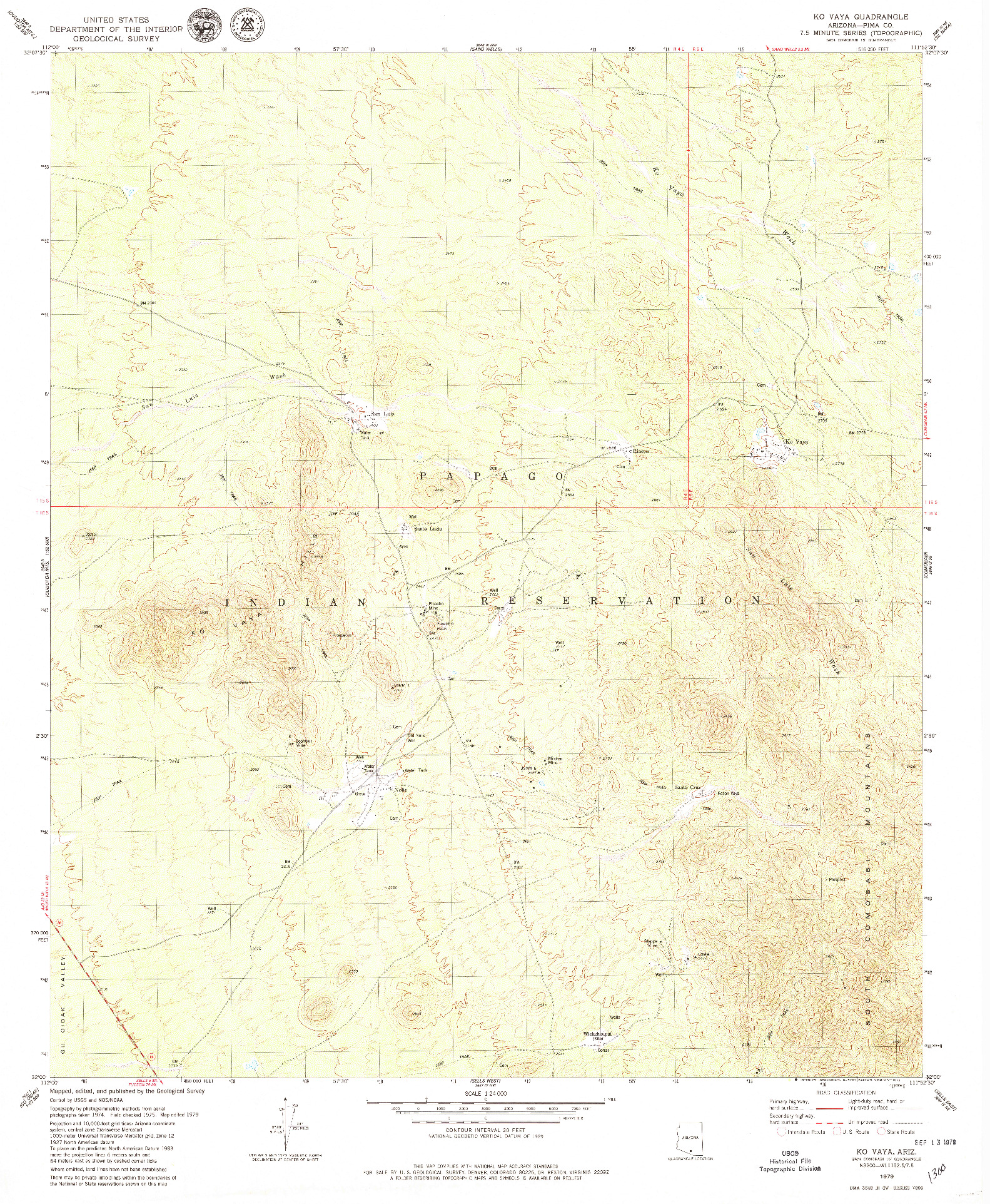 USGS 1:24000-SCALE QUADRANGLE FOR KO VAYA, AZ 1979