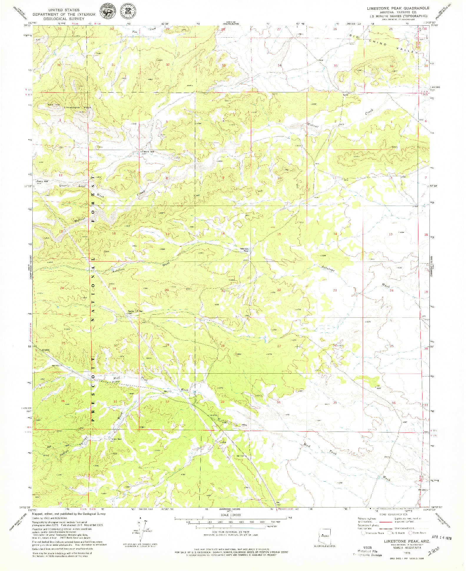 USGS 1:24000-SCALE QUADRANGLE FOR LIMESTONE PEAK, AZ 1979