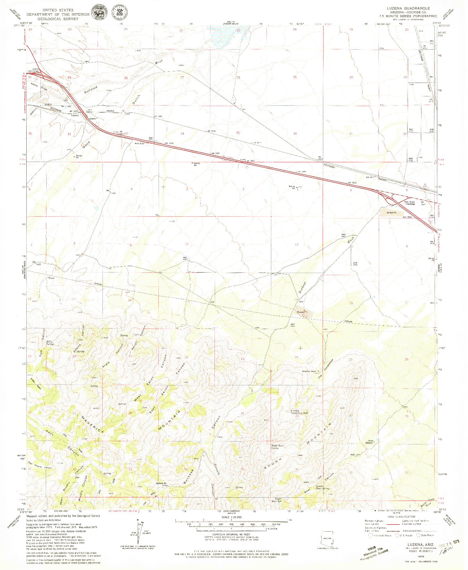 USGS 1:24000-SCALE QUADRANGLE FOR LUZENA, AZ 1979
