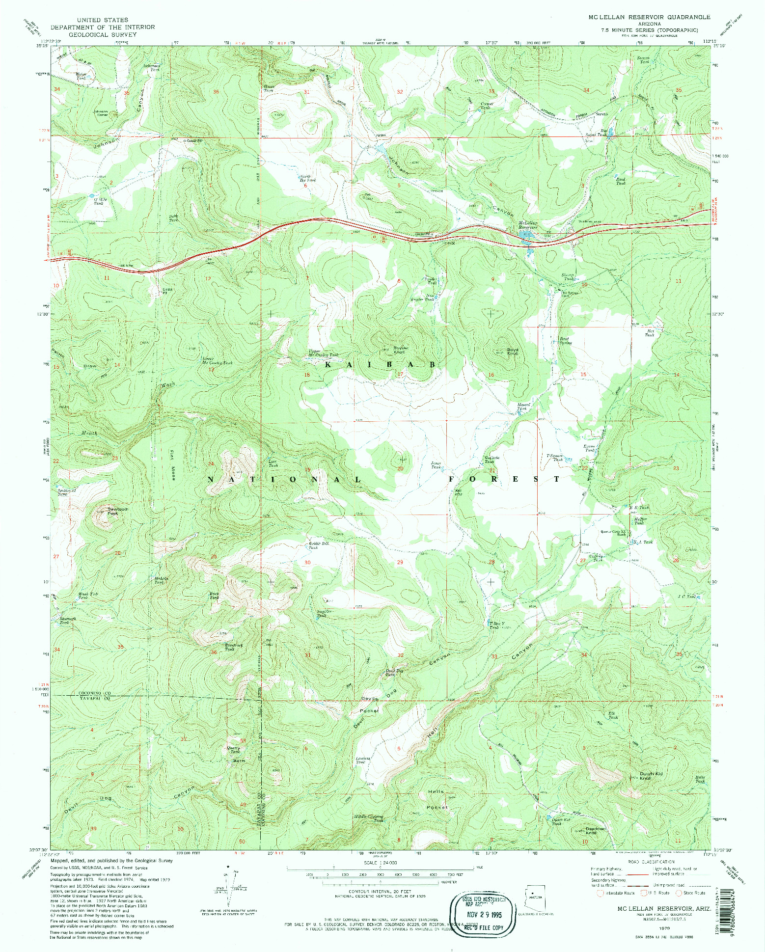 USGS 1:24000-SCALE QUADRANGLE FOR MC LELLAN RESERVOIR, AZ 1979