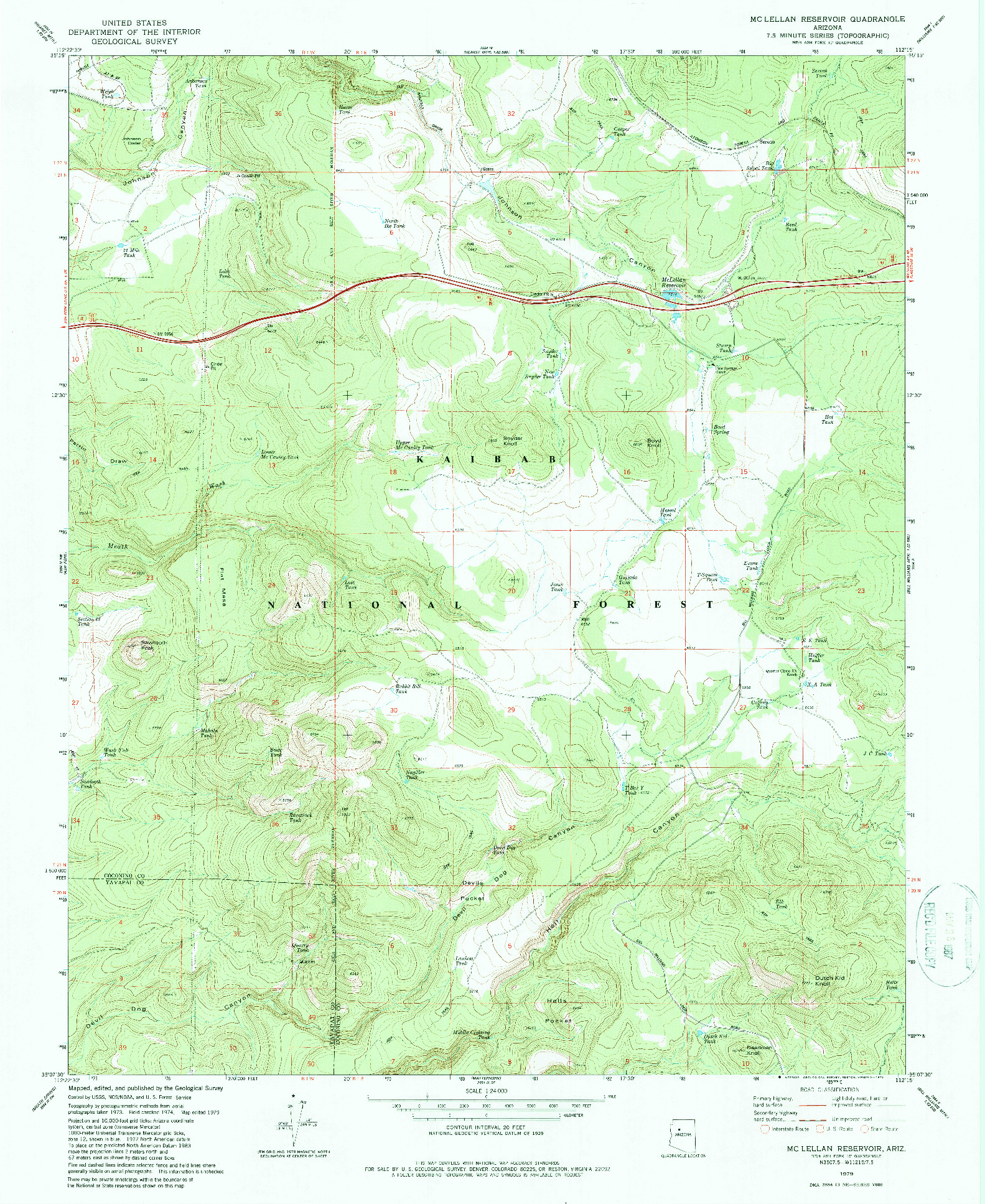 USGS 1:24000-SCALE QUADRANGLE FOR MCLELLAN RESERVOIR, AZ 1979