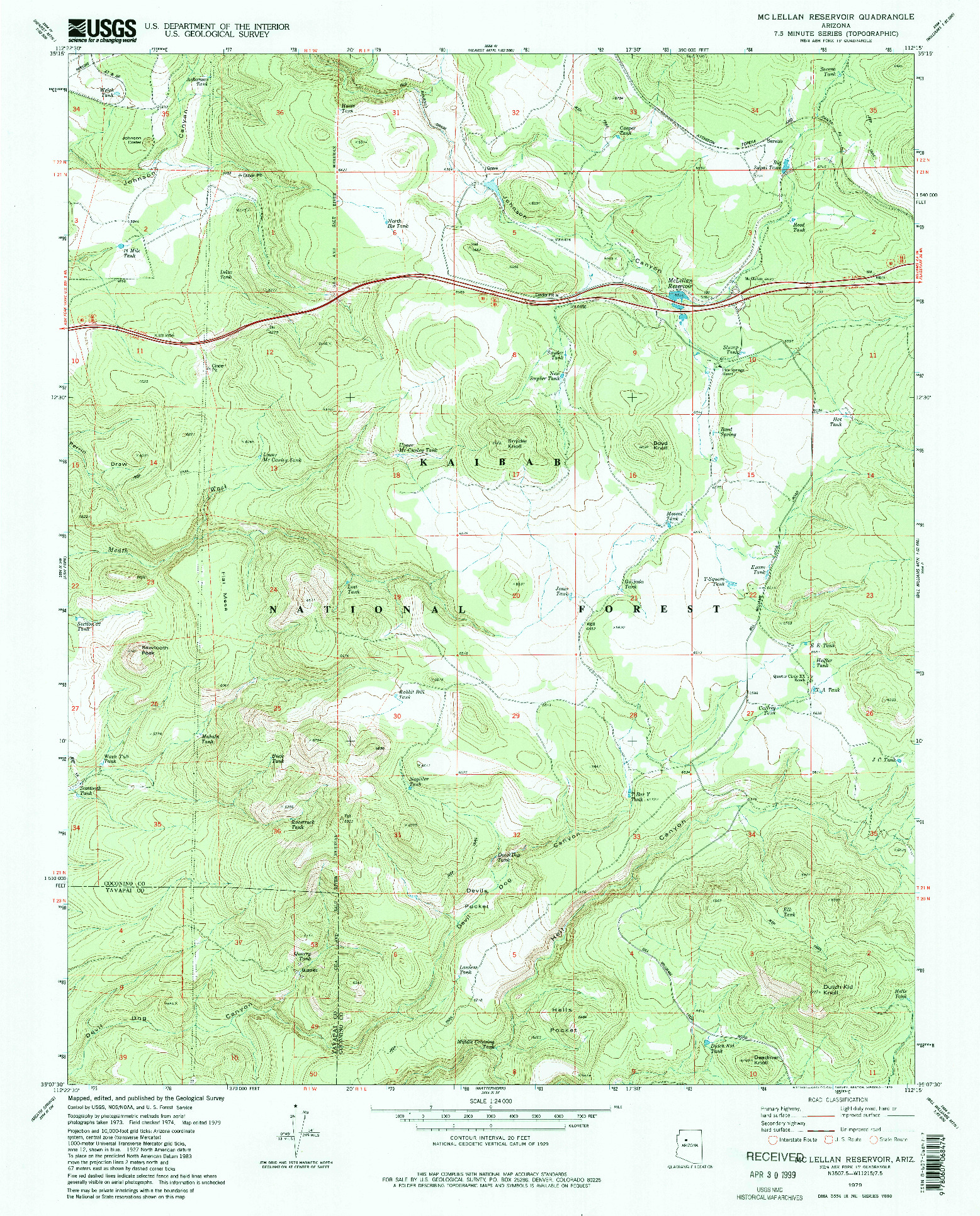 USGS 1:24000-SCALE QUADRANGLE FOR MCLELLAN RESERVOIR, AZ 1979