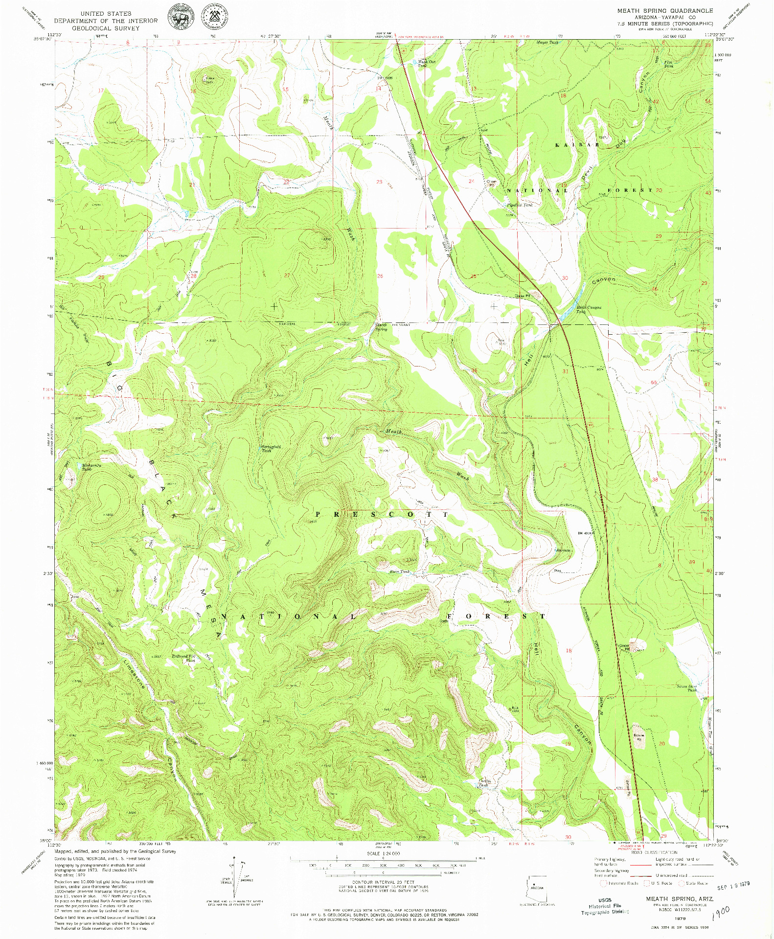 USGS 1:24000-SCALE QUADRANGLE FOR MEATH SPRING, AZ 1979