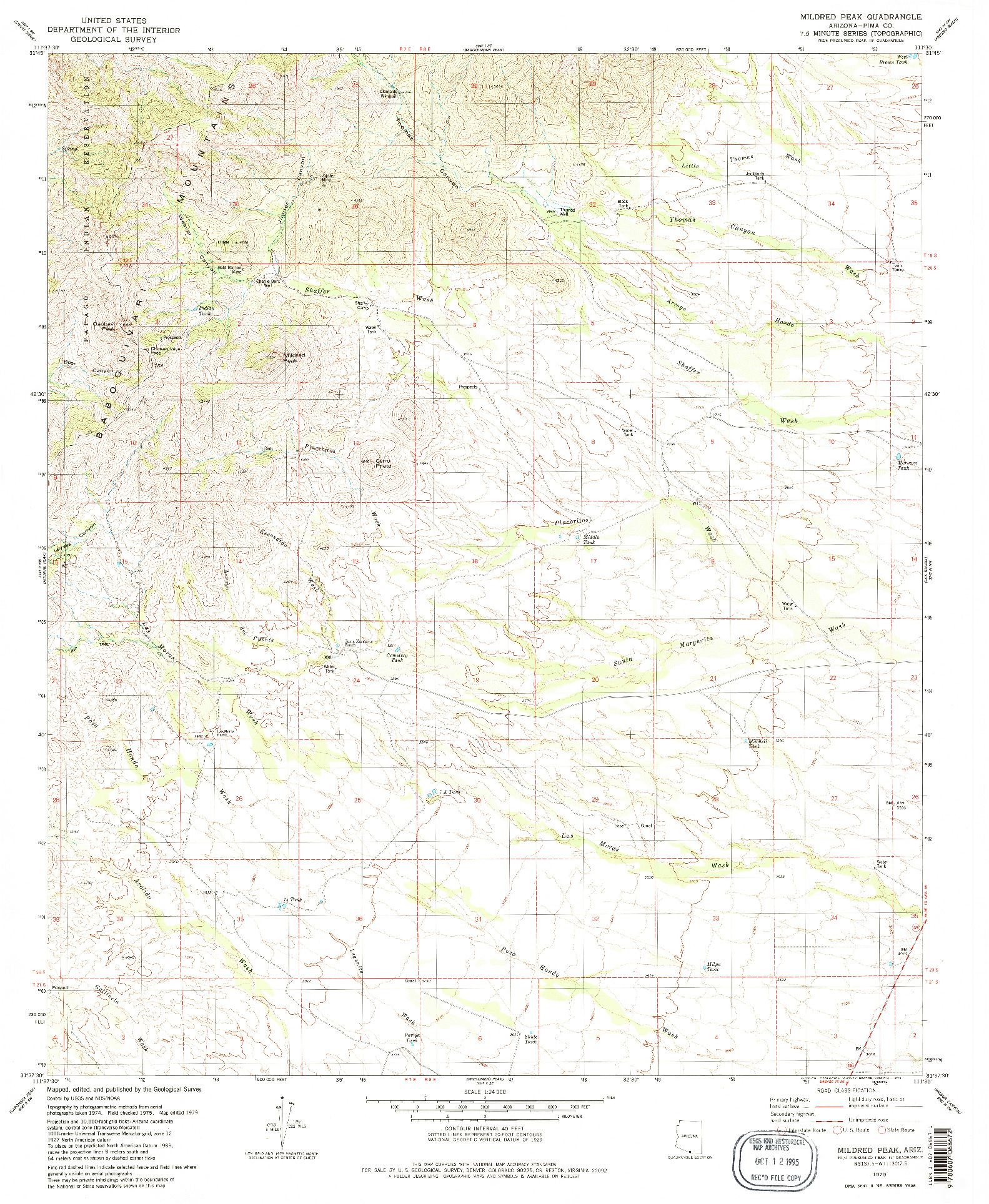 USGS 1:24000-SCALE QUADRANGLE FOR MILDRED PEAK, AZ 1979