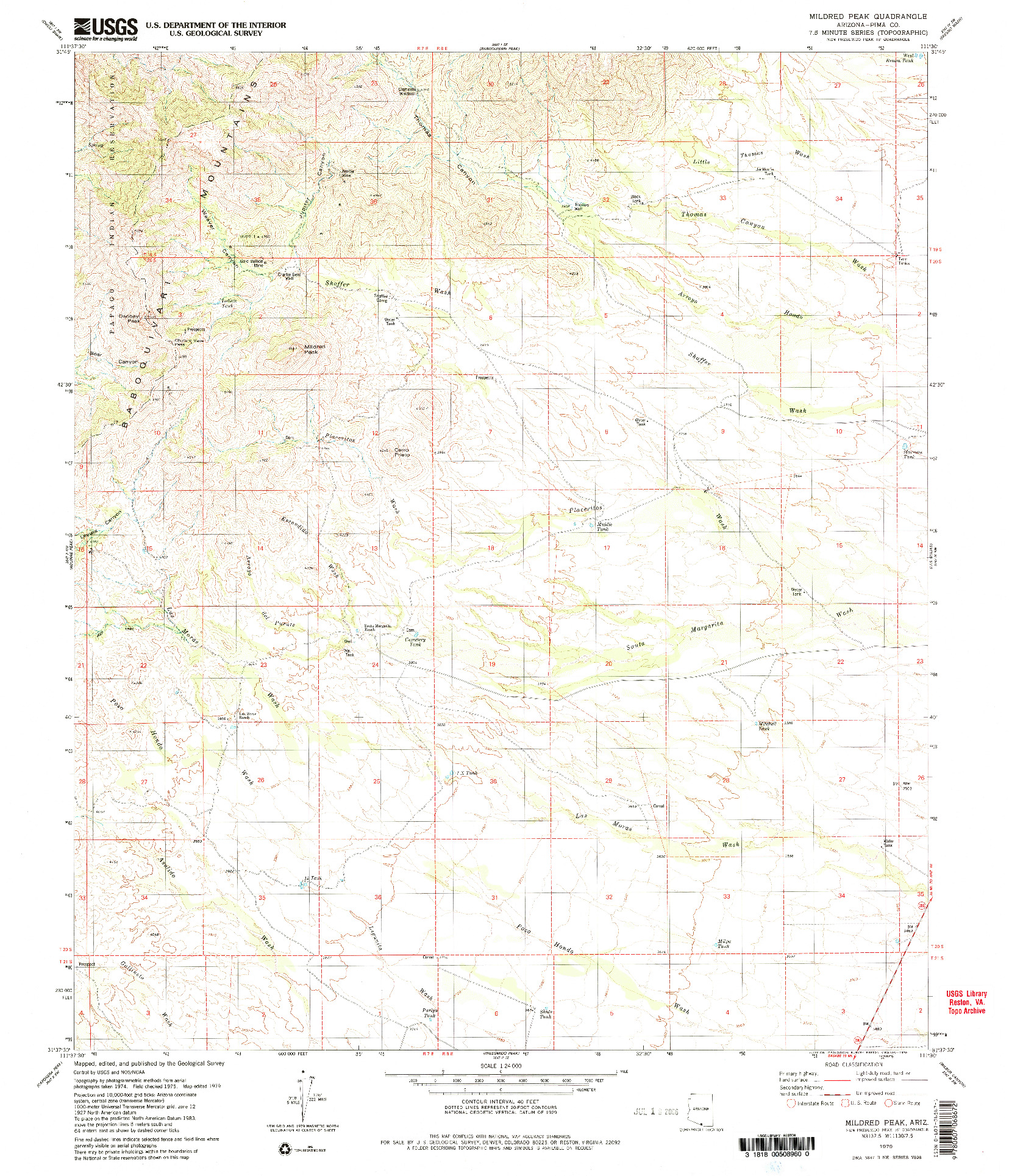 USGS 1:24000-SCALE QUADRANGLE FOR MILDRED PEAK, AZ 1979