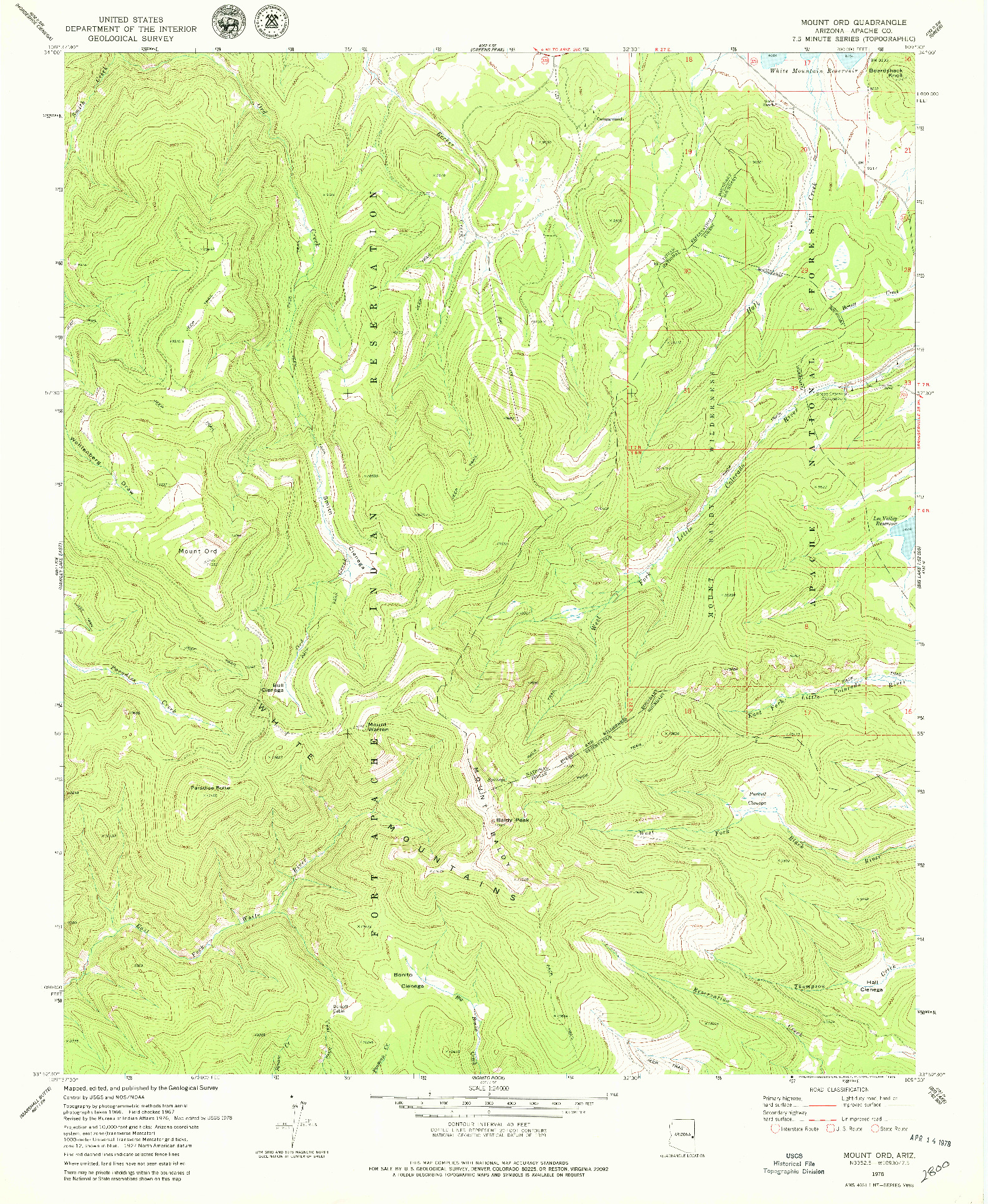 USGS 1:24000-SCALE QUADRANGLE FOR MOUNT ORD, AZ 1978