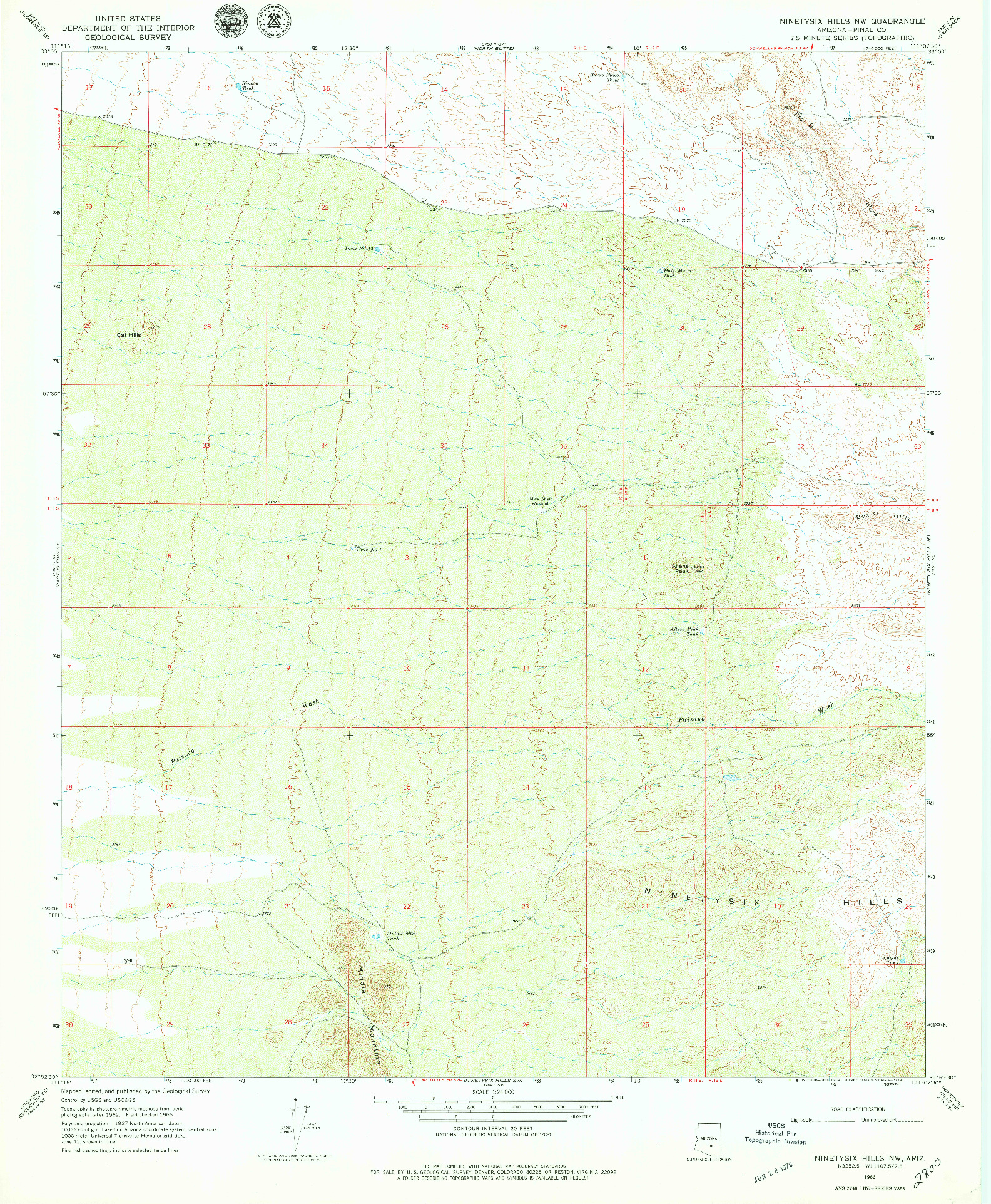 USGS 1:24000-SCALE QUADRANGLE FOR NINETYSIX HILLS NW, AZ 1966