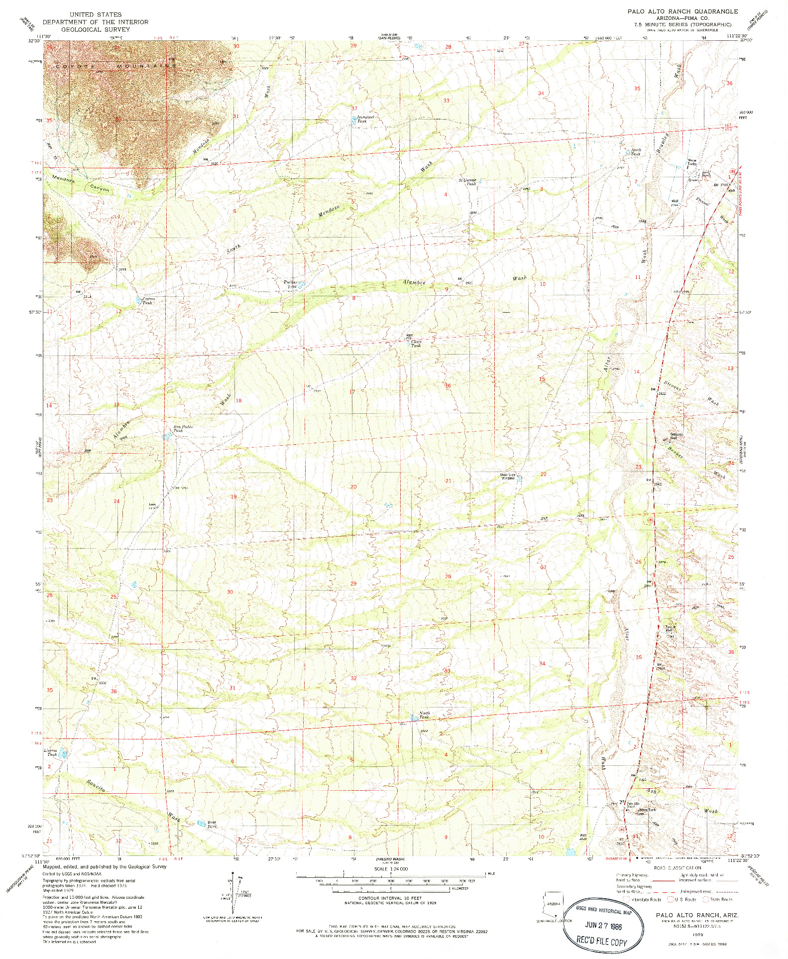 USGS 1:24000-SCALE QUADRANGLE FOR PALO ALTO RANCH, AZ 1979