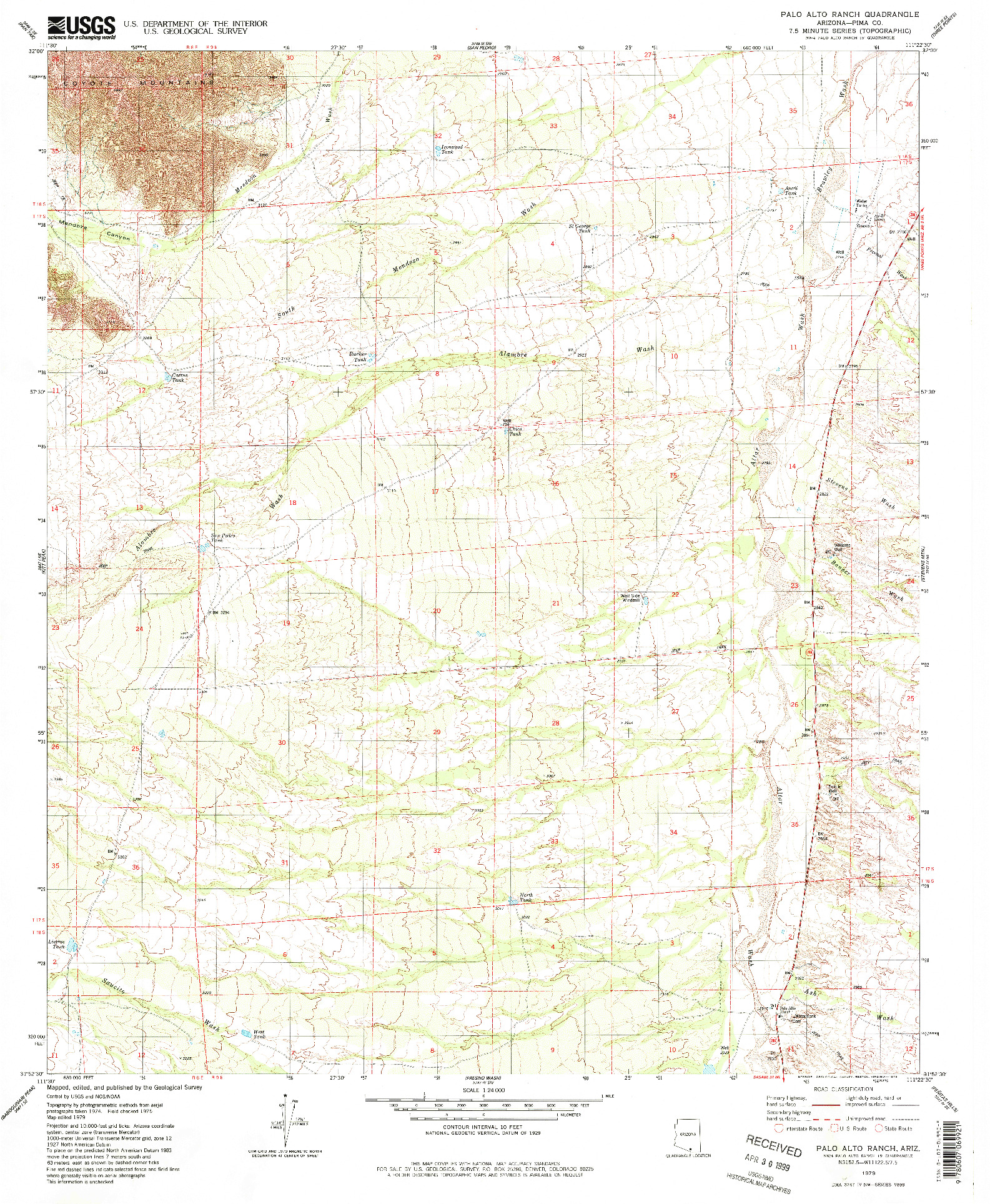 USGS 1:24000-SCALE QUADRANGLE FOR PALO ALTO RANCH, AZ 1979