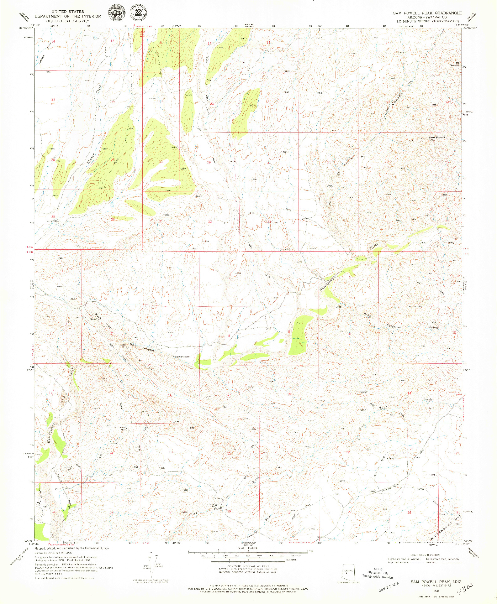 USGS 1:24000-SCALE QUADRANGLE FOR SAM POWELL PEAK, AZ 1969