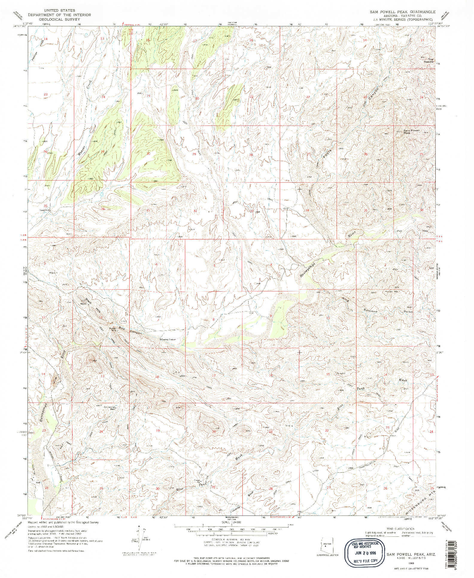 USGS 1:24000-SCALE QUADRANGLE FOR SAM POWELL PEAK, AZ 1969