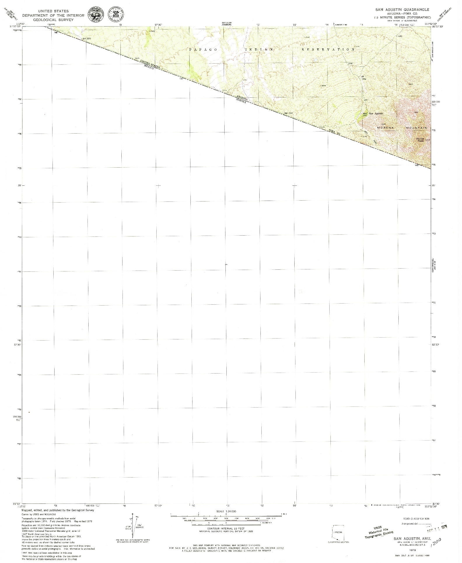 USGS 1:24000-SCALE QUADRANGLE FOR SAN AGUSTIN, AZ 1979