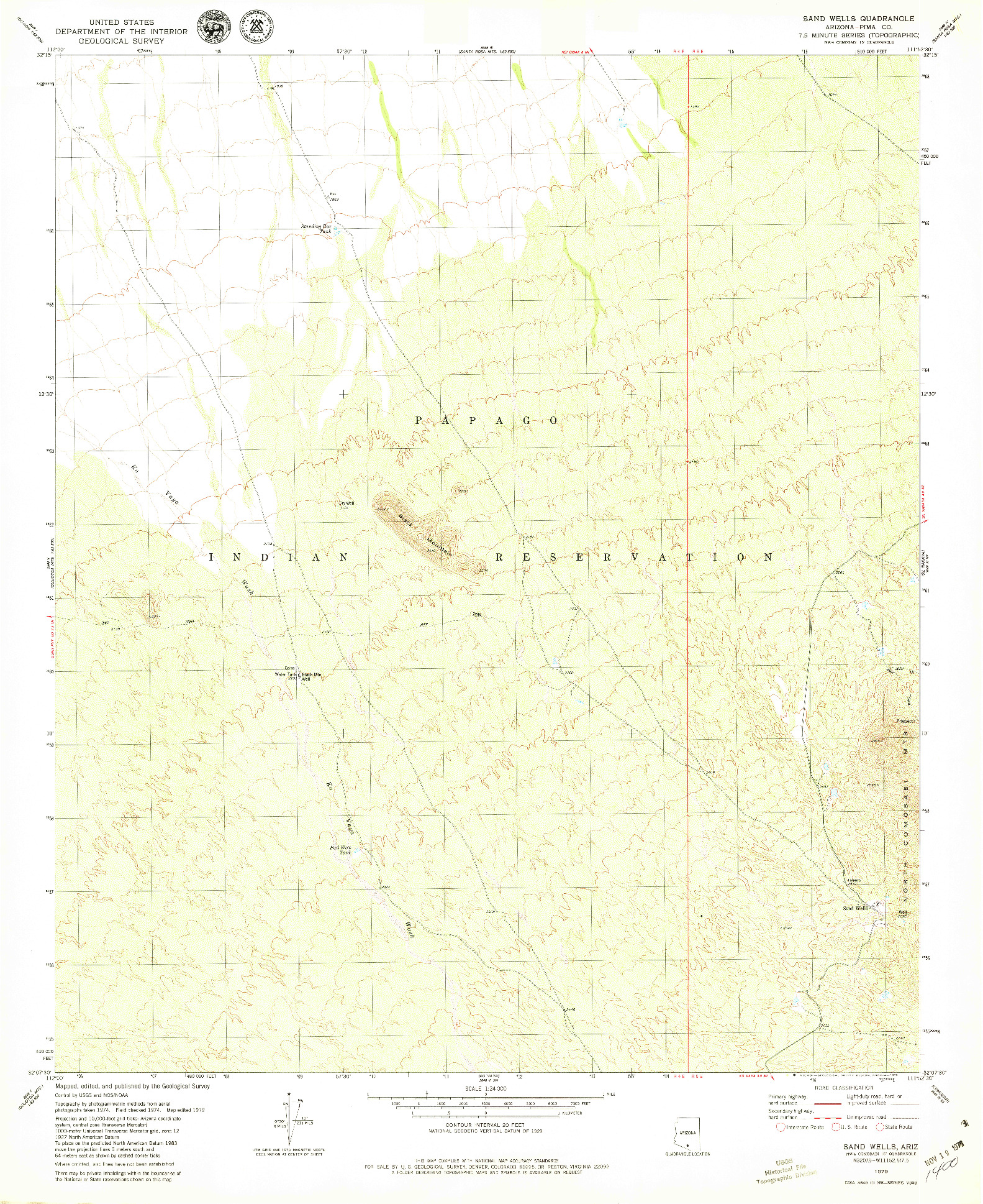 USGS 1:24000-SCALE QUADRANGLE FOR SAND WELLS, AZ 1979