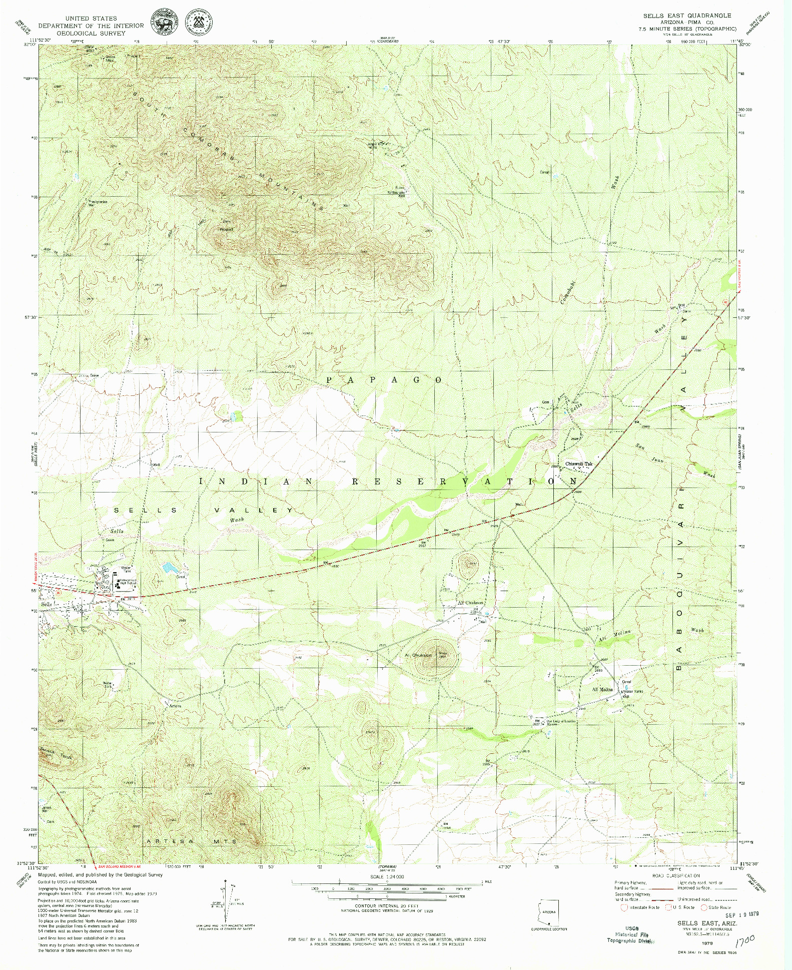 USGS 1:24000-SCALE QUADRANGLE FOR SELLS EAST, AZ 1979