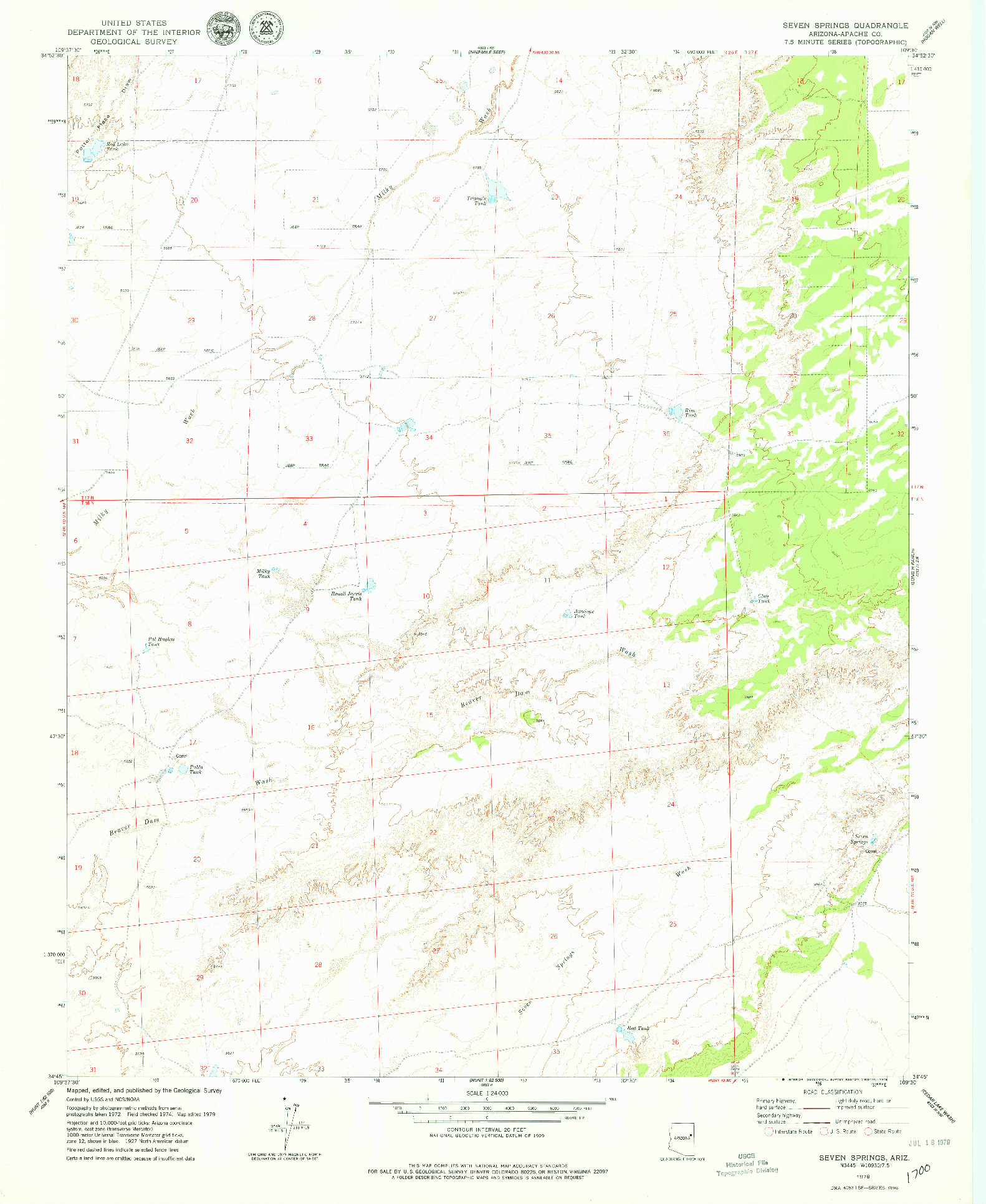 USGS 1:24000-SCALE QUADRANGLE FOR SEVEN SPRINGS, AZ 1979