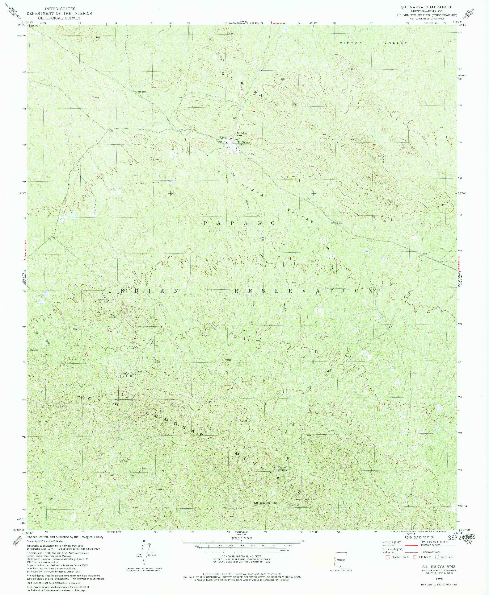 USGS 1:24000-SCALE QUADRANGLE FOR SIL NAKYA, AZ 1979