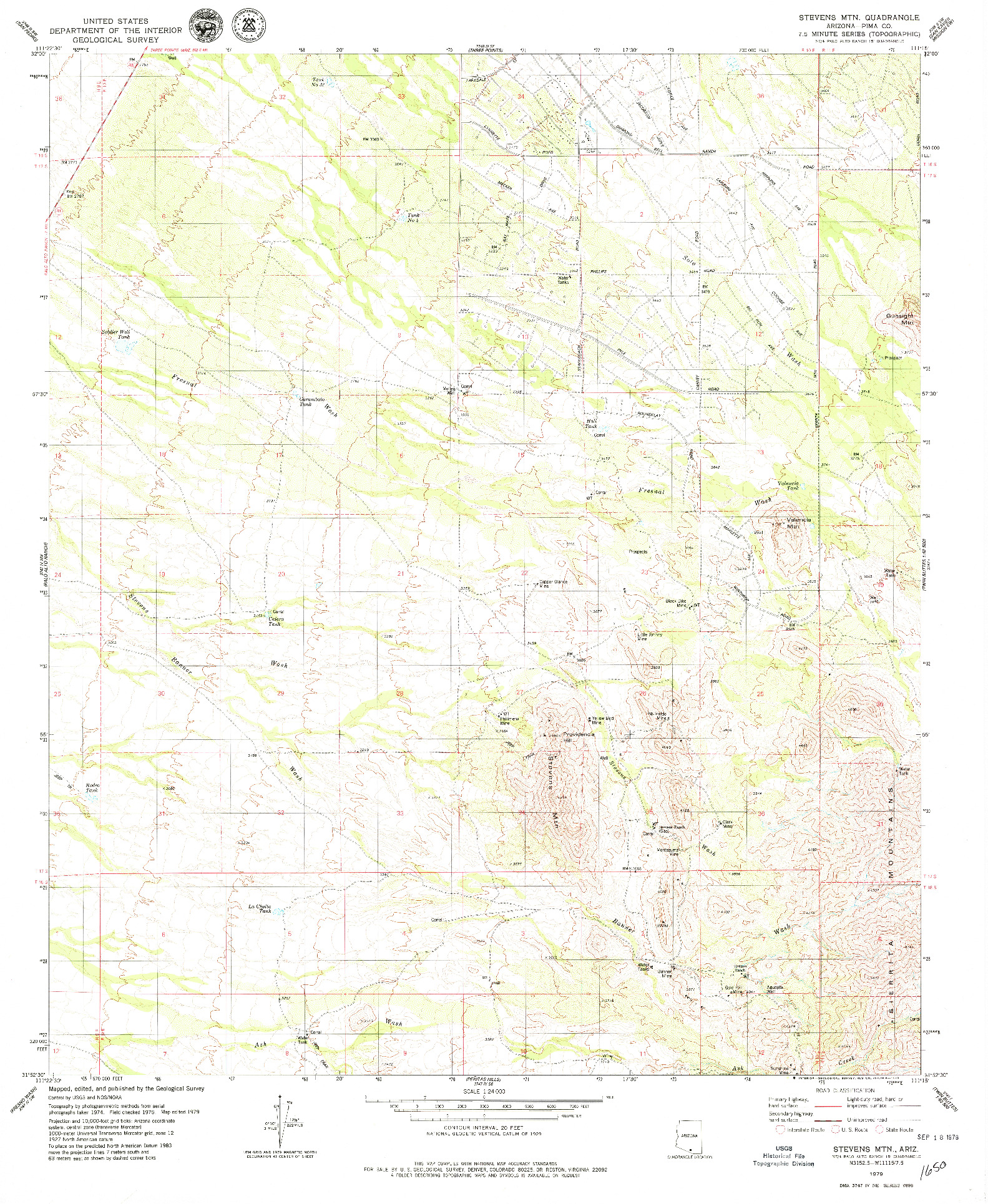 USGS 1:24000-SCALE QUADRANGLE FOR STEVENS MTN., AZ 1979