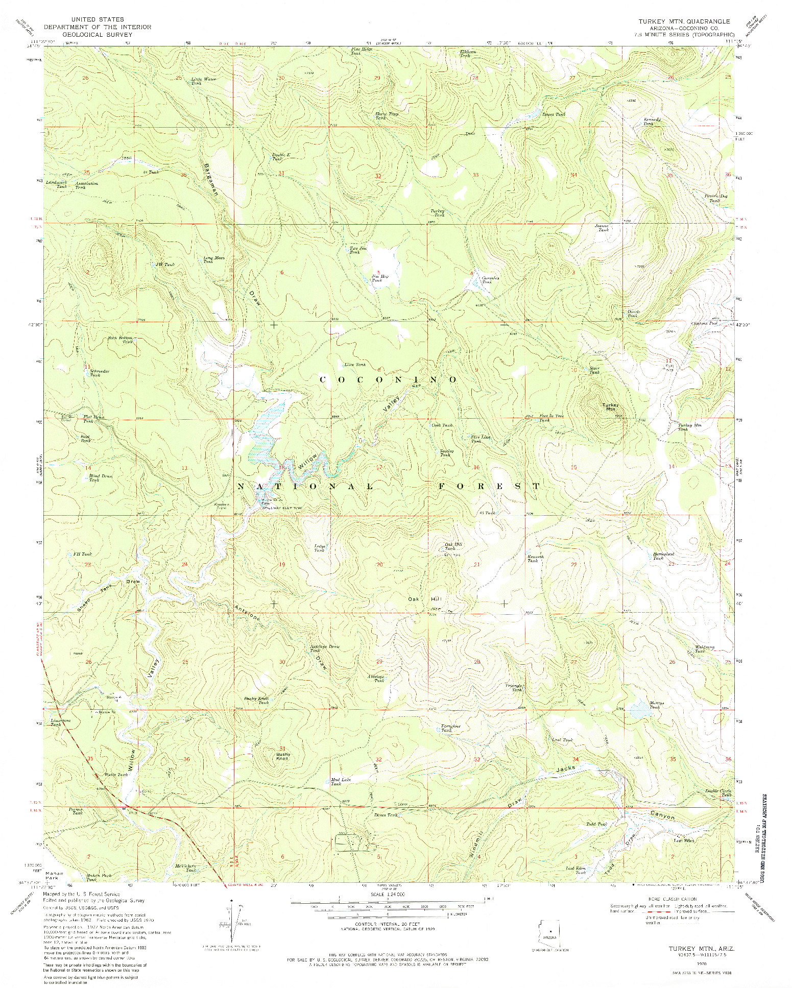 USGS 1:24000-SCALE QUADRANGLE FOR TURKEY MTN., AZ 1970