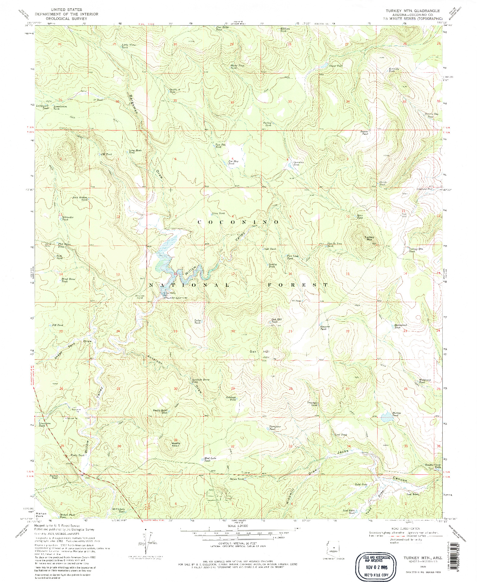 USGS 1:24000-SCALE QUADRANGLE FOR TURKEY MTN., AZ 1970