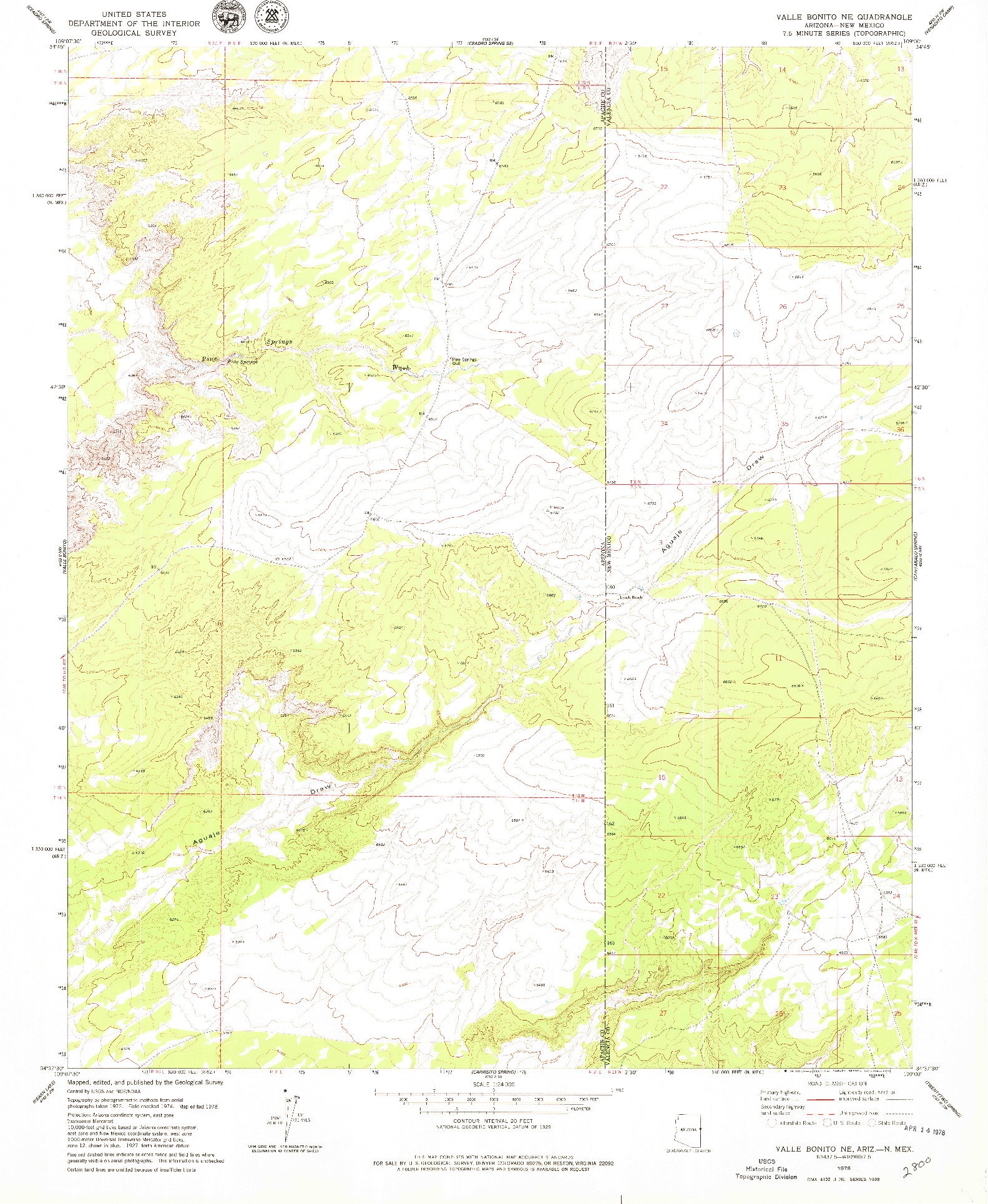 USGS 1:24000-SCALE QUADRANGLE FOR VALLE BONITO NE, AZ 1978