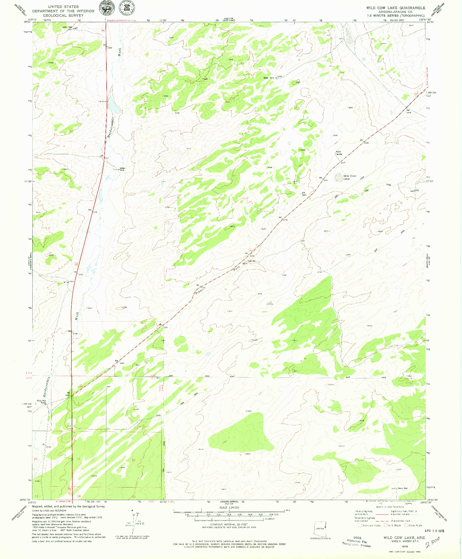 USGS 1:24000-SCALE QUADRANGLE FOR WILD COW LAKE, AZ 1978