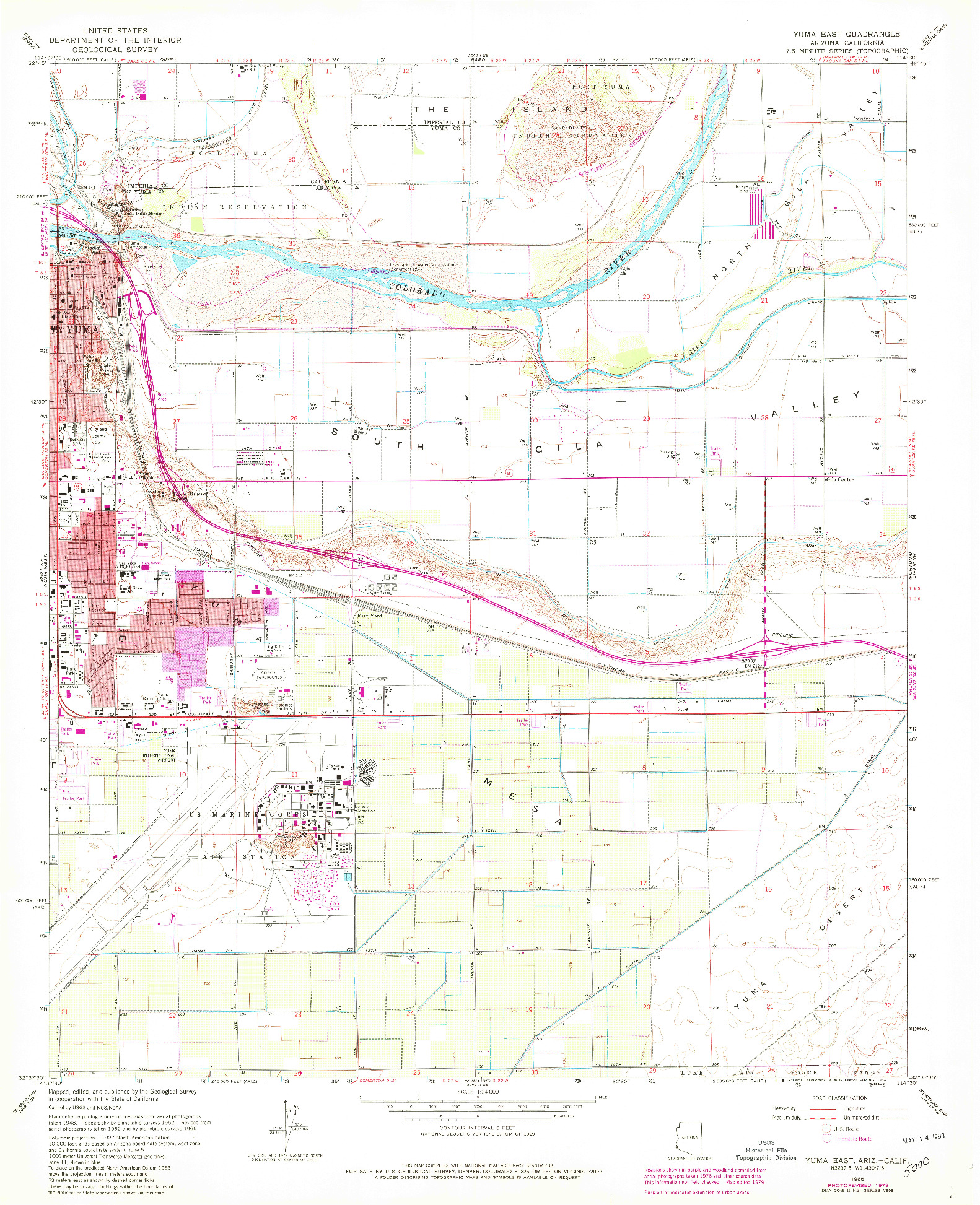 USGS 1:24000-SCALE QUADRANGLE FOR YUMA EAST, AZ 1965