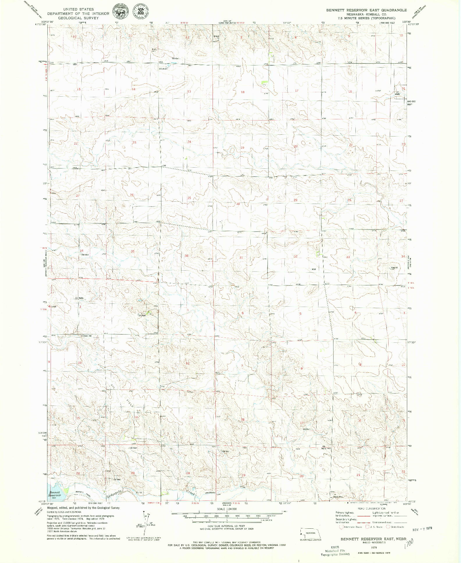 USGS 1:24000-SCALE QUADRANGLE FOR BENNETT RESERVOIR EAST, NE 1979