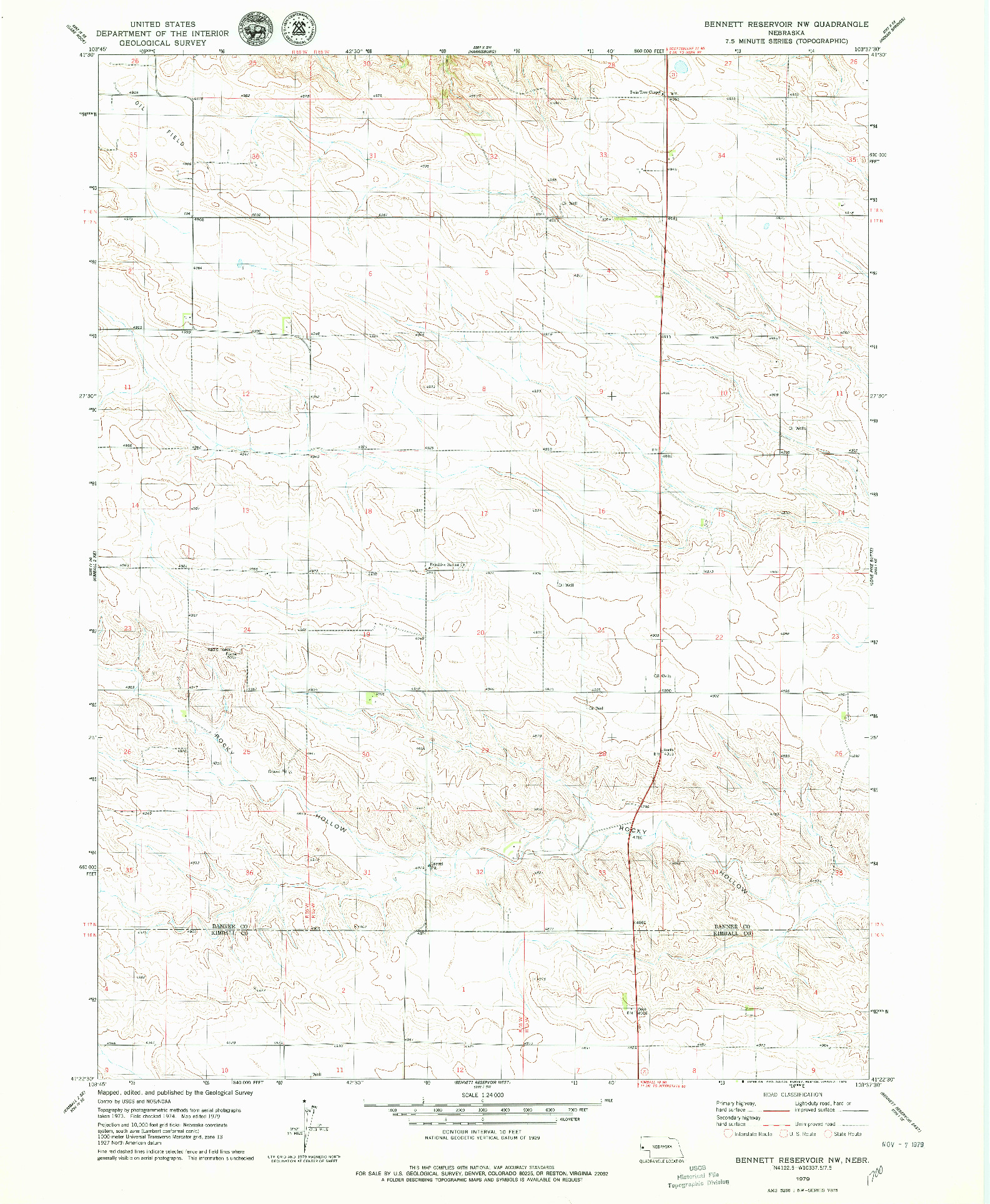 USGS 1:24000-SCALE QUADRANGLE FOR BENNETT RESERVOIR NW, NE 1979