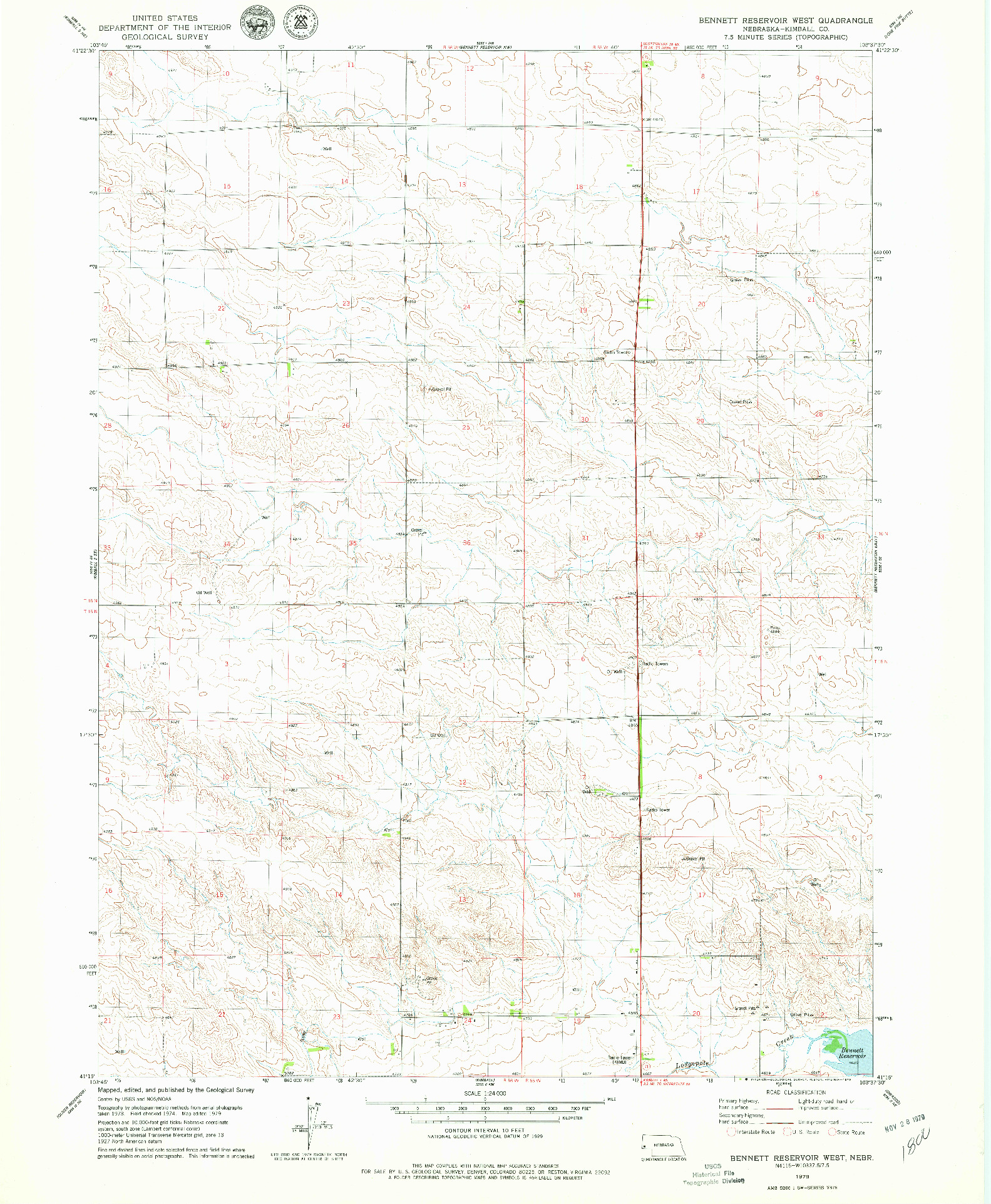 USGS 1:24000-SCALE QUADRANGLE FOR BENNETT RESERVOIR WEST, NE 1979