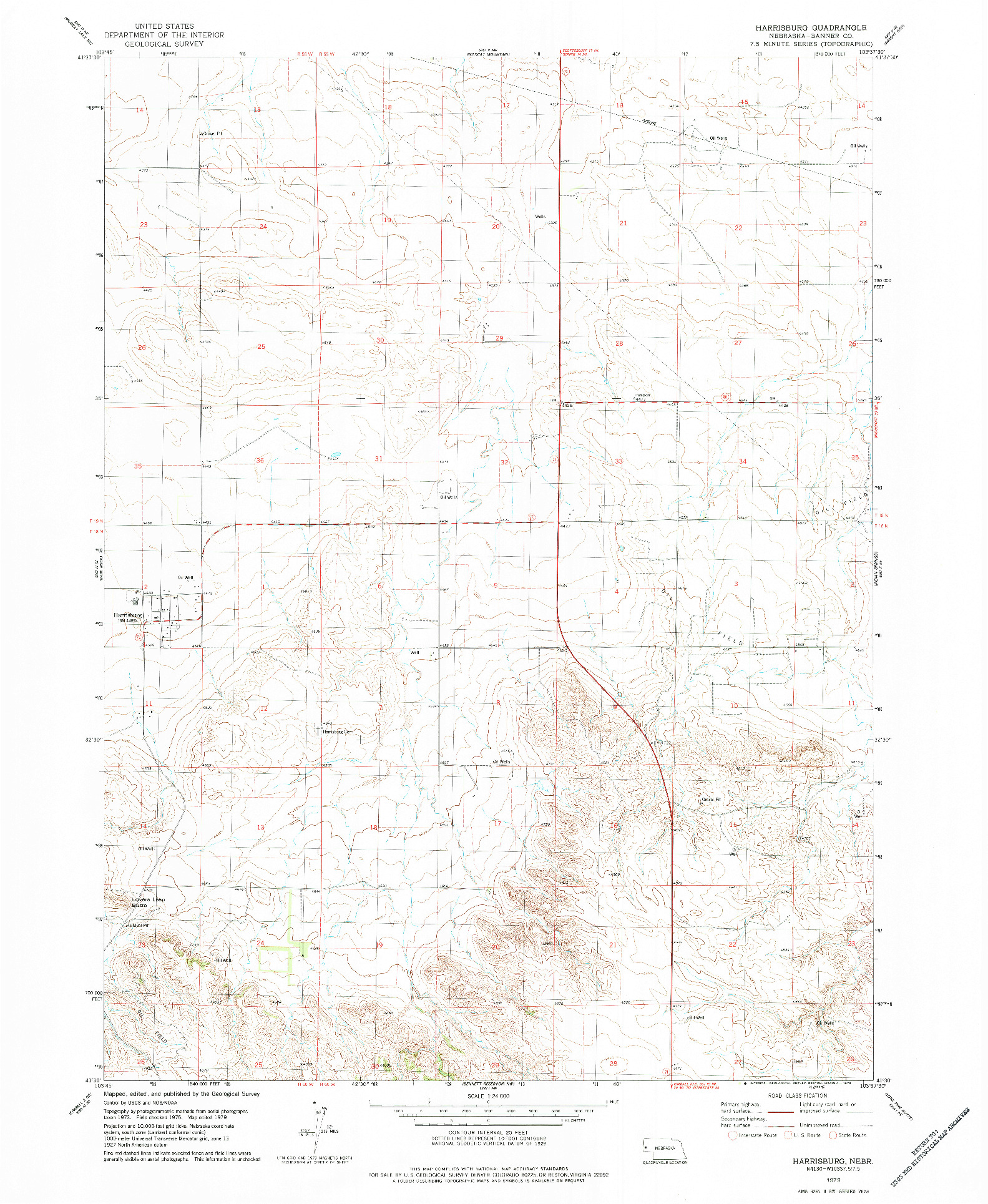 USGS 1:24000-SCALE QUADRANGLE FOR HARRISBURG, NE 1979