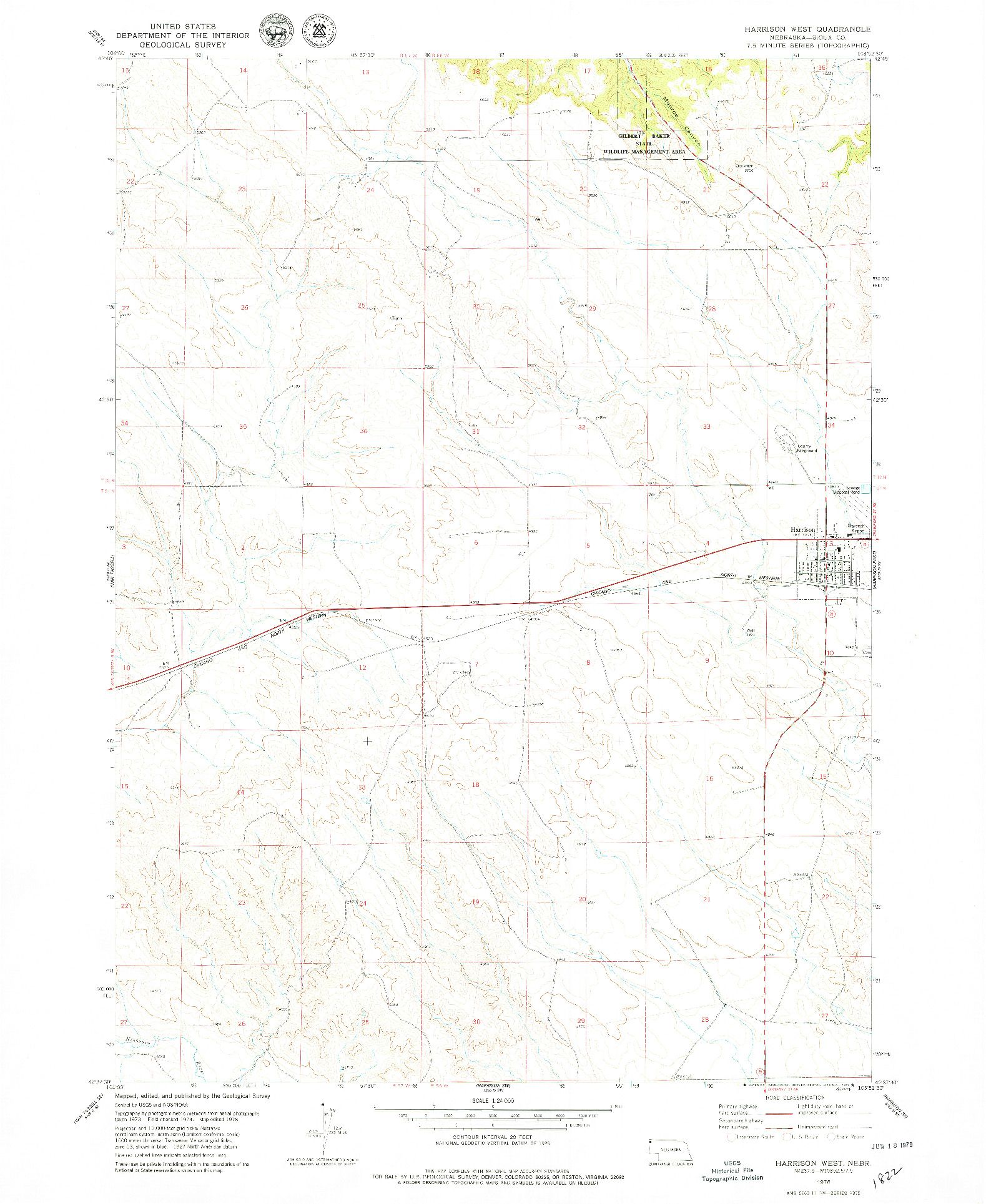 USGS 1:24000-SCALE QUADRANGLE FOR HARRISON WEST, NE 1978
