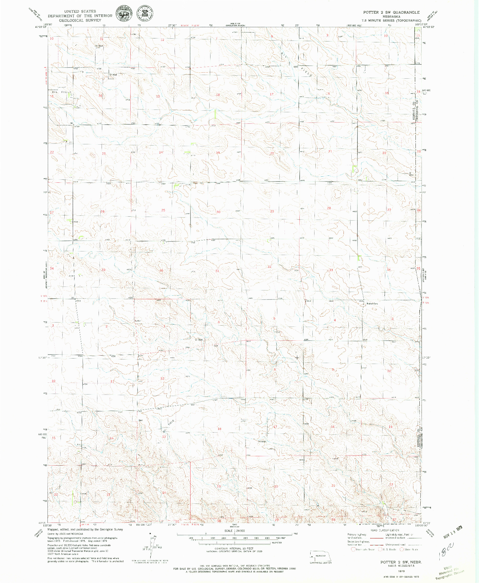 USGS 1:24000-SCALE QUADRANGLE FOR POTTER 2 SW, NE 1979