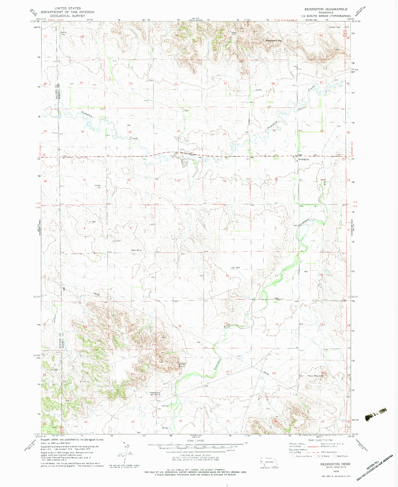 USGS 1:24000-SCALE QUADRANGLE FOR REDINGTON, NE 1979