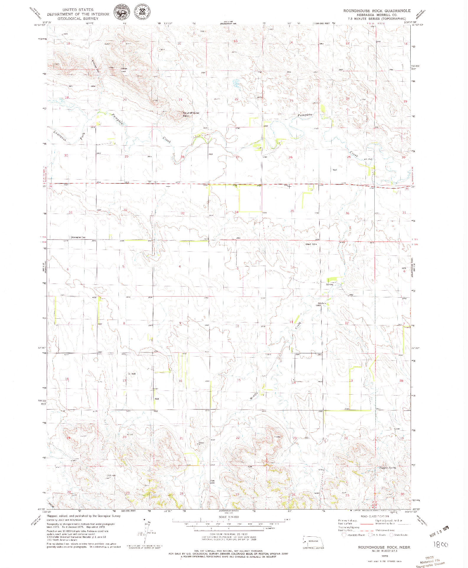 USGS 1:24000-SCALE QUADRANGLE FOR ROUNDHOUSE ROCK, NE 1979