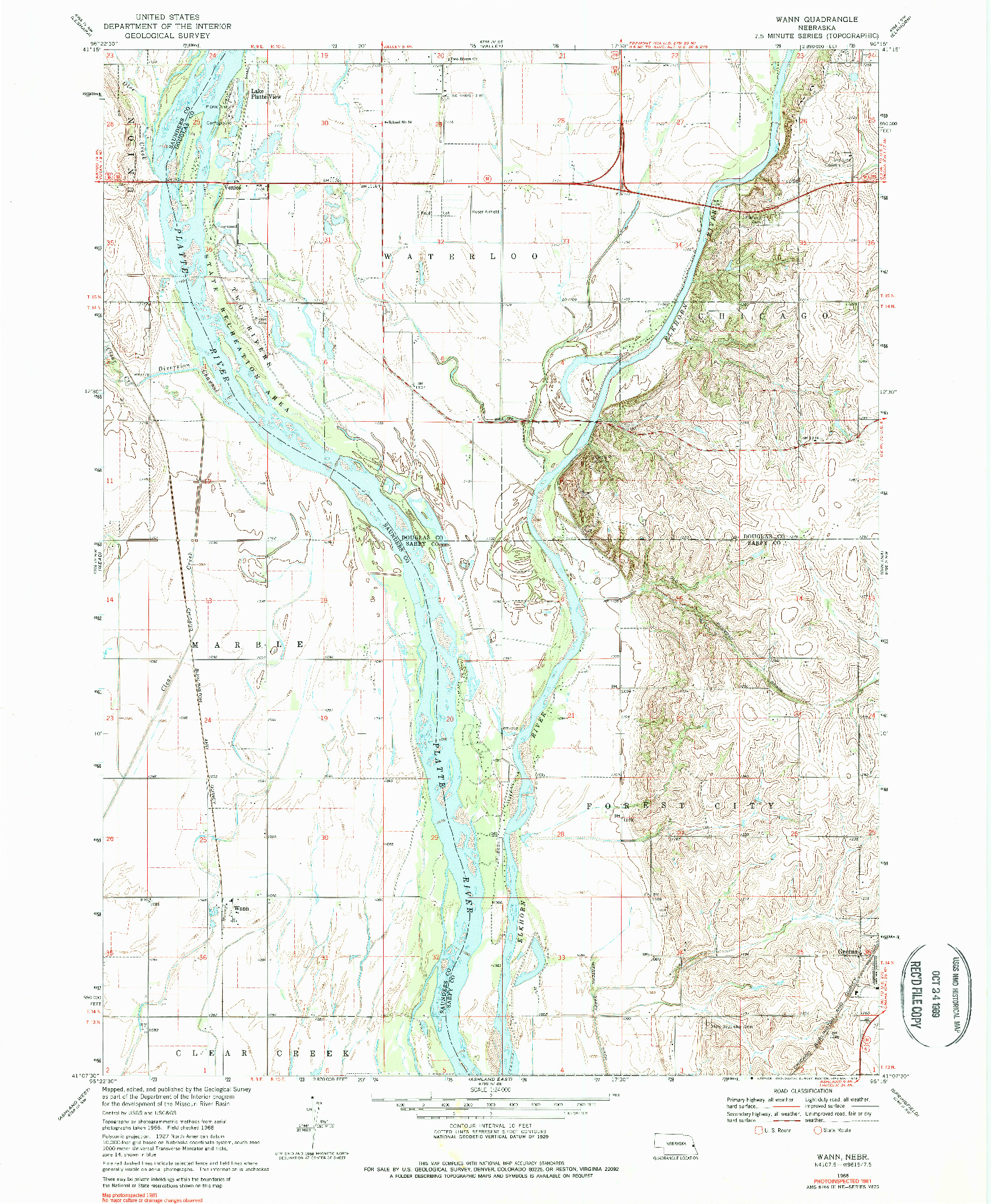 USGS 1:24000-SCALE QUADRANGLE FOR WANN, NE 1968