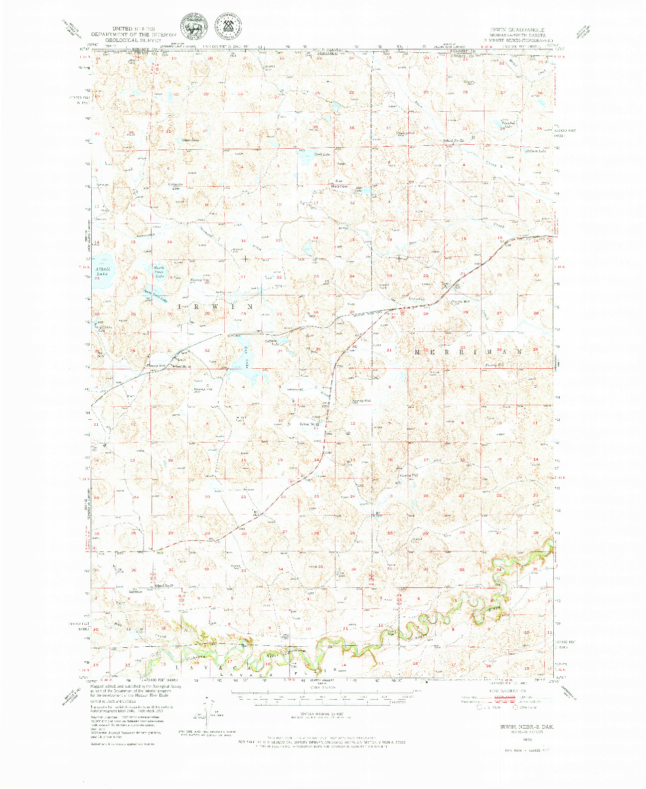 USGS 1:62500-SCALE QUADRANGLE FOR IRWIN, NE 1950