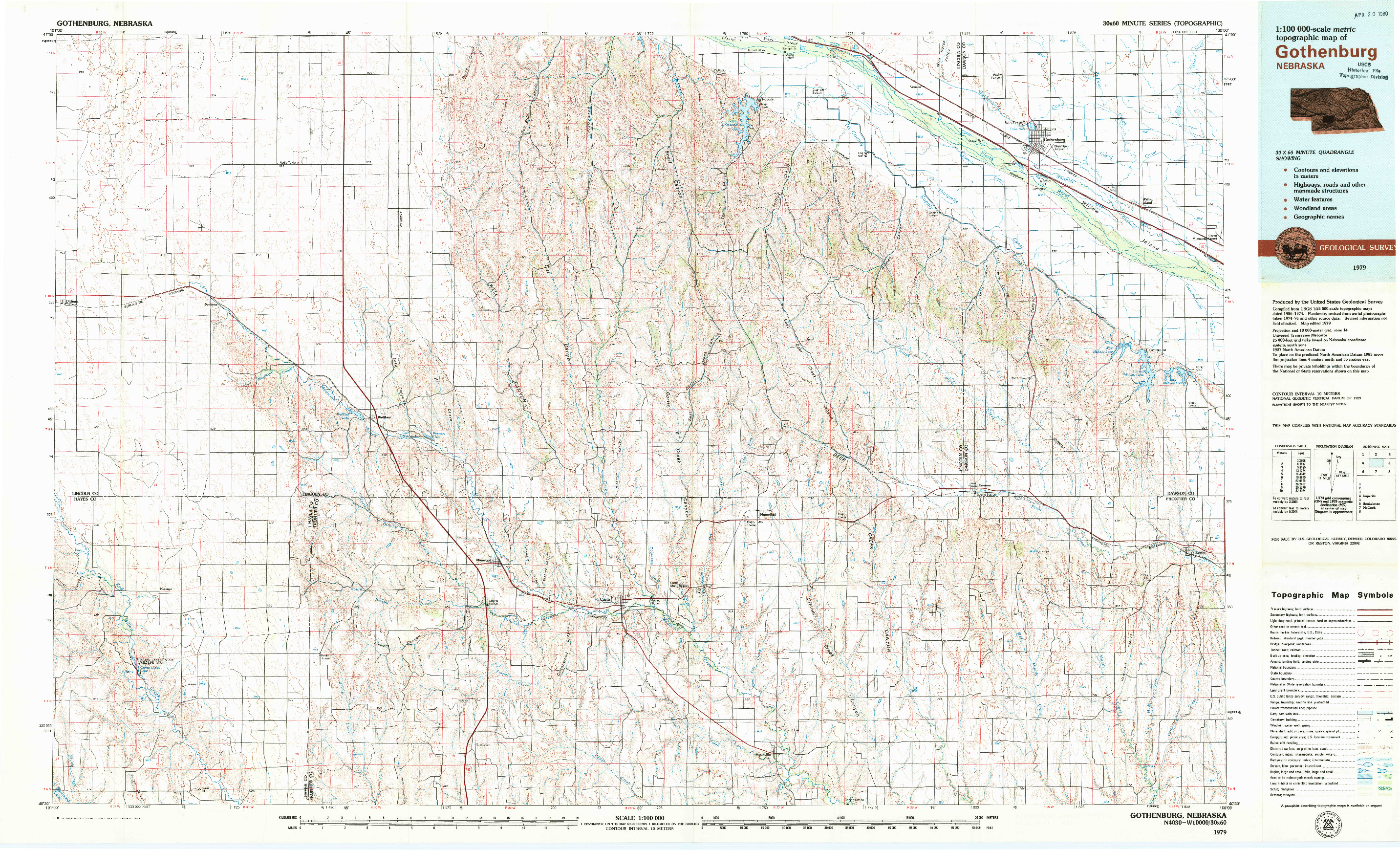 USGS 1:100000-SCALE QUADRANGLE FOR GOTHENBURG, NE 1979