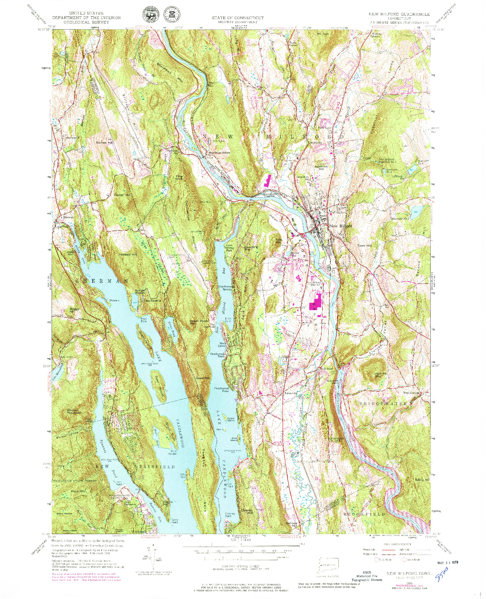 USGS 1:24000-SCALE QUADRANGLE FOR NEW MILFORD, CT 1955